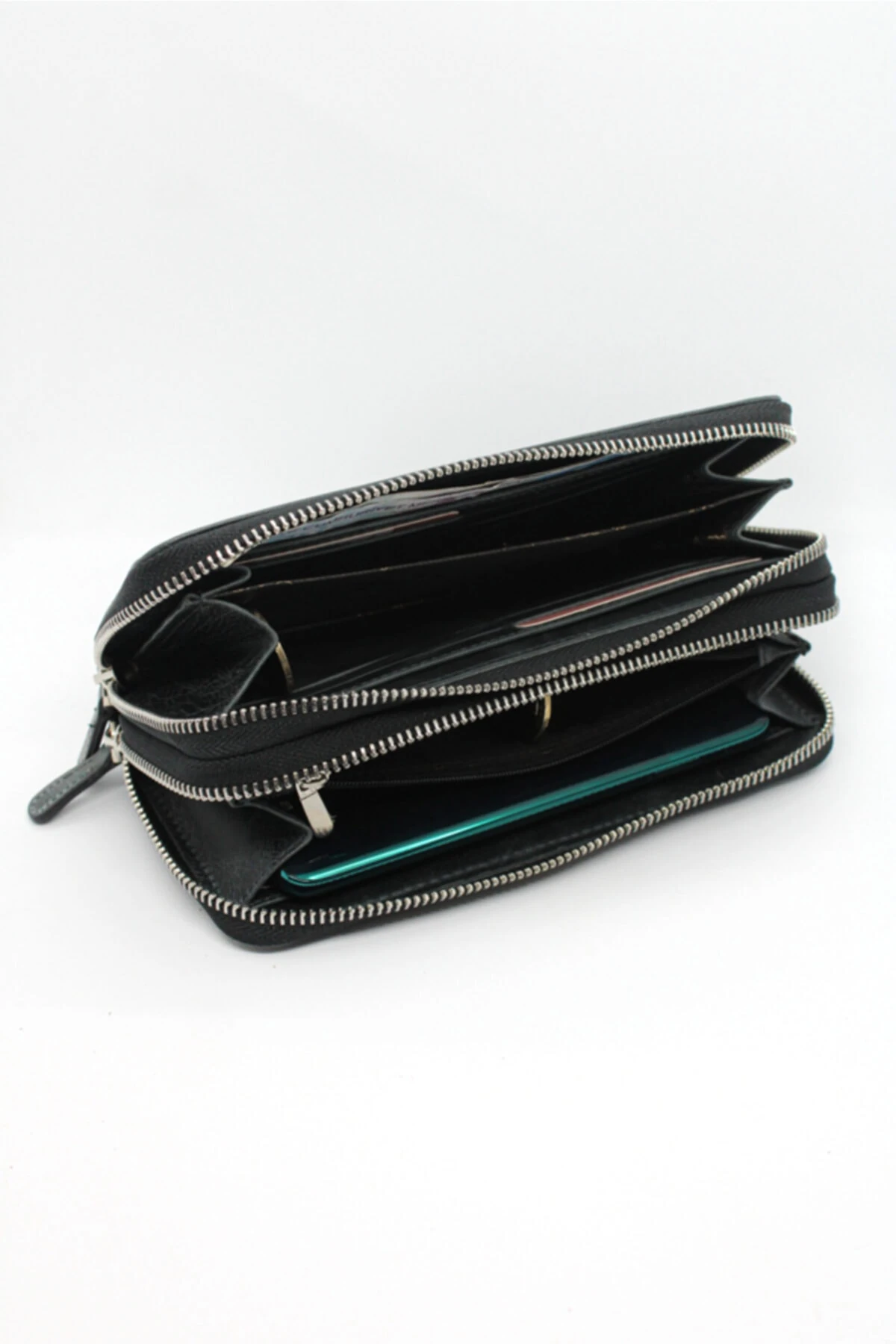 Hakiki Crazy Deri Telefon Bölmeli Unisex Portföy Cüzdan Kartlık