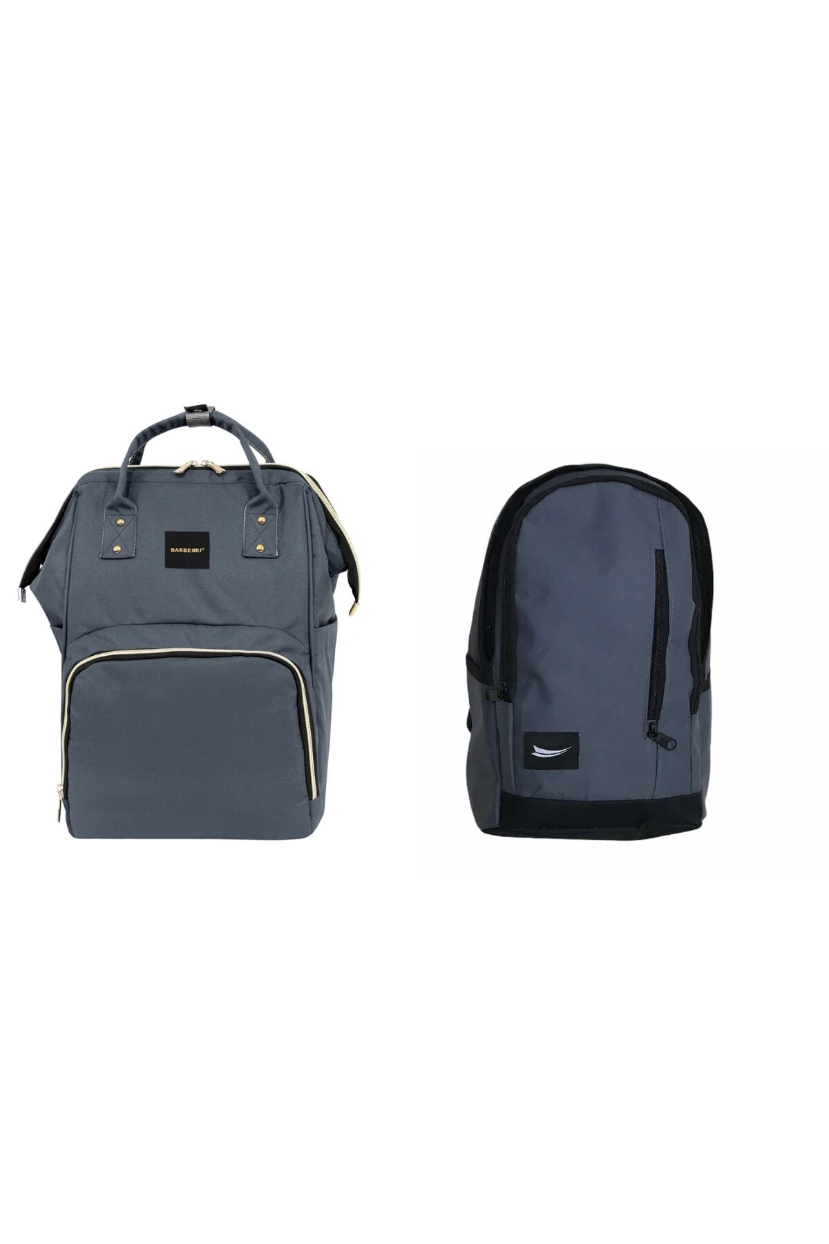 Anne Bebek Bakım Gri Klasik Sırt Çantası Ve Mini Sırt Çantası Kombin