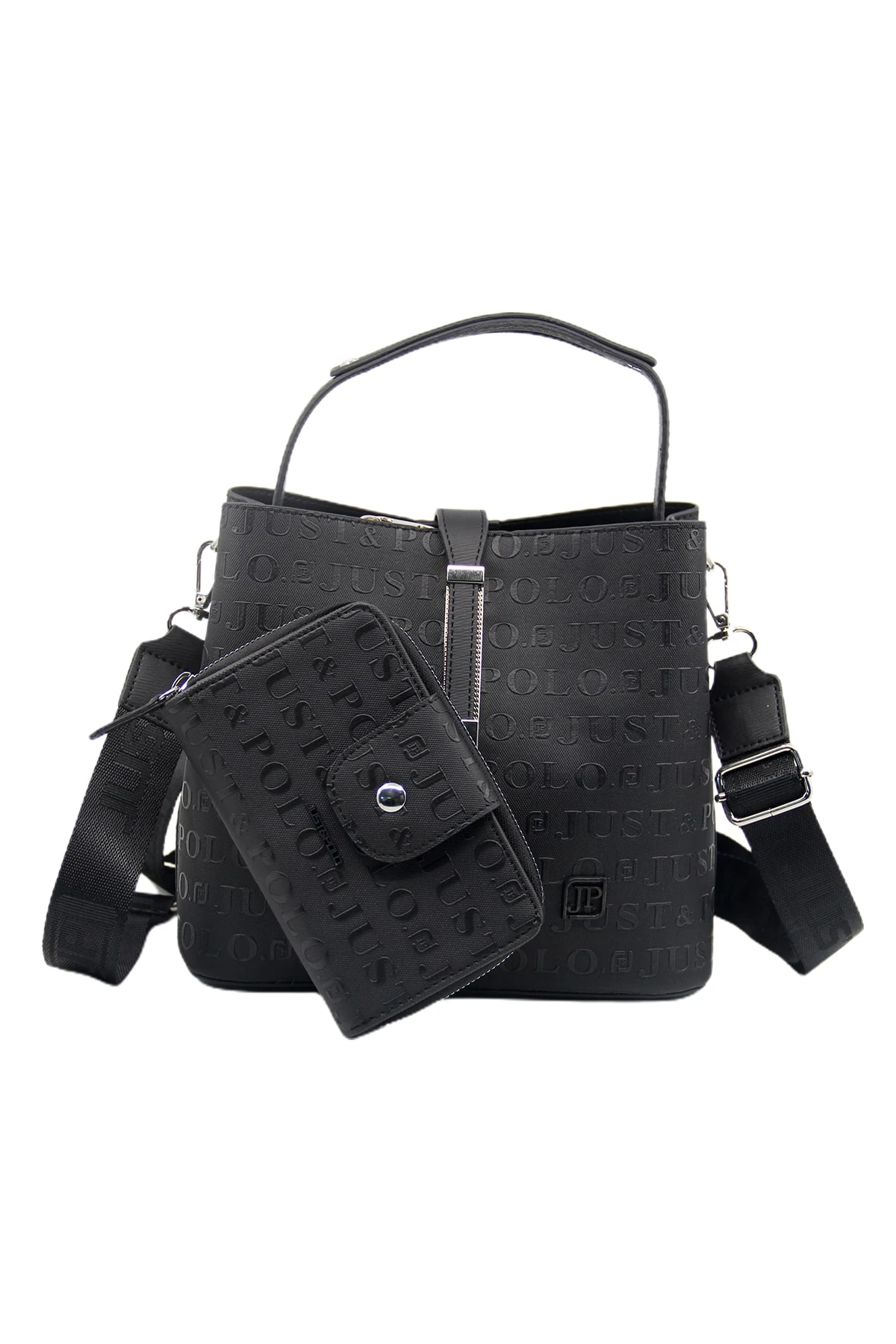 Kadın Yeni Sezon Siyah Omuz Çanta Ve Cüzdan Seti