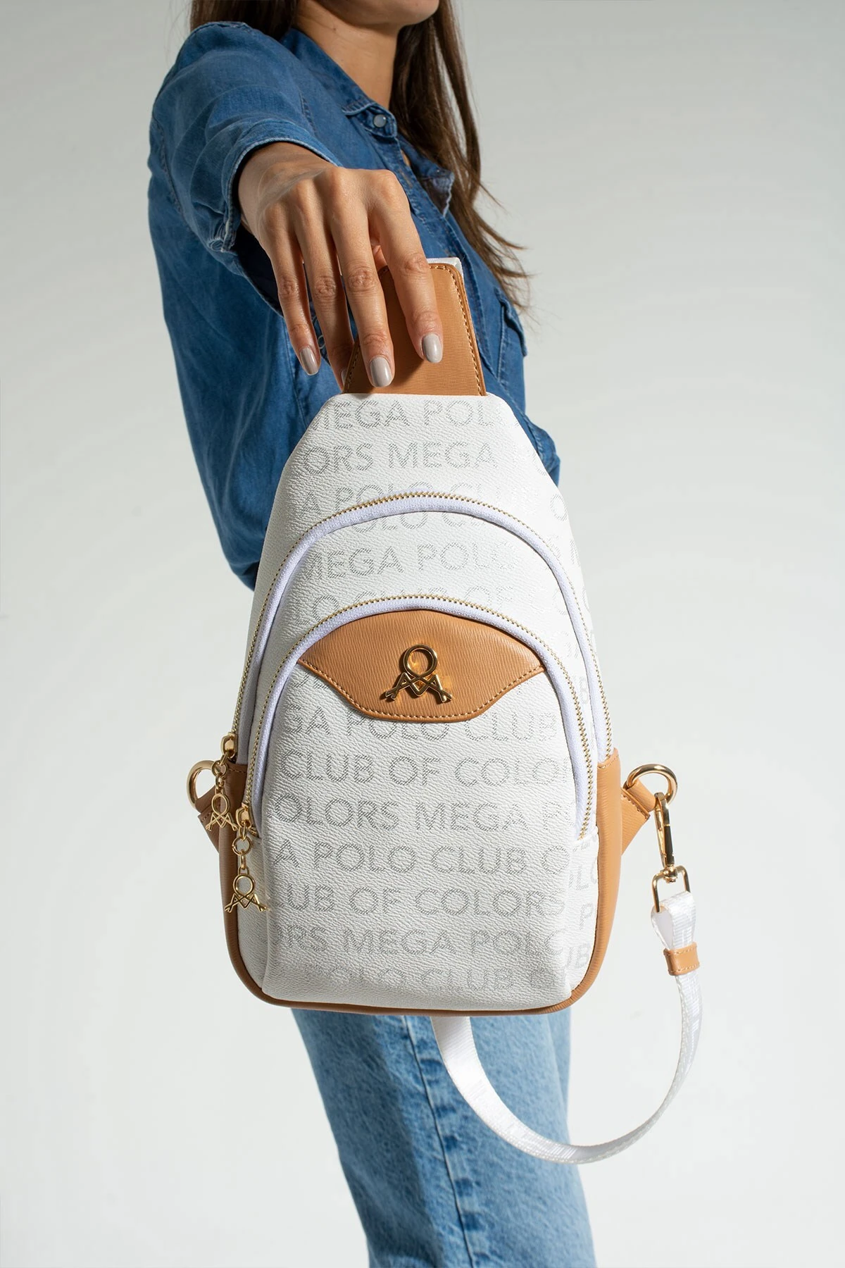 Beyaz Taba 2 Bölmeli Kadın Postacı 17x33cm PBM4043