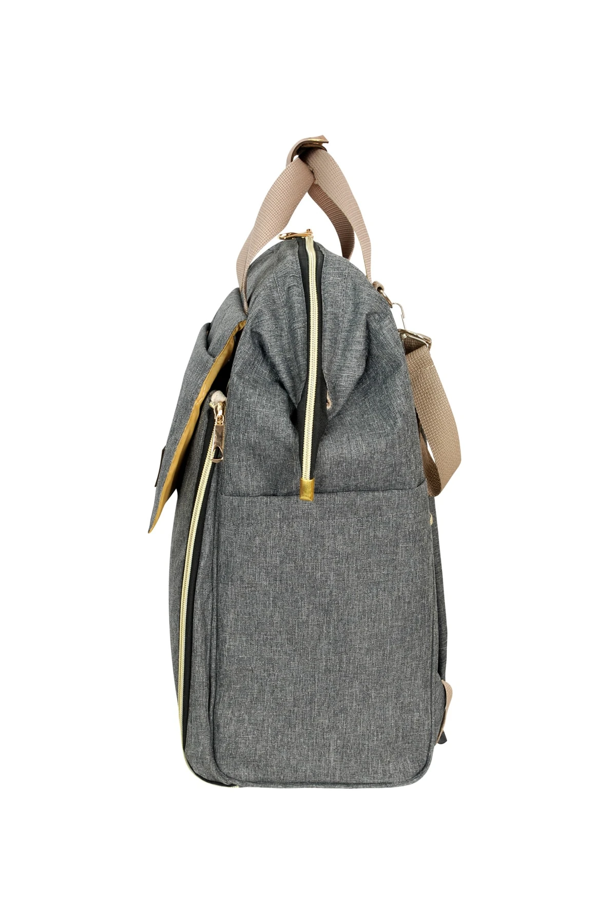 Kadır Gri Bebek Bakım Yataklı Sırt Çantası Ve Orta Boy Spor/seyahat El Valizi