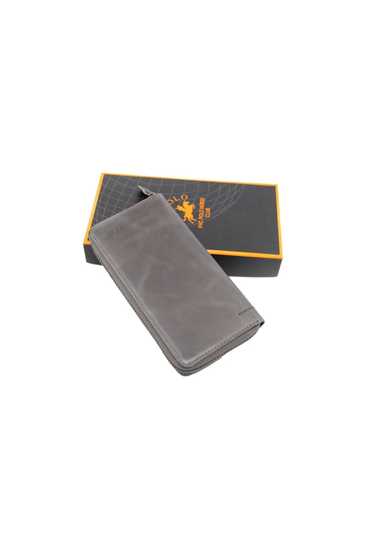 Gri Unisex Telefon Kılıflı Crazy Hakiki Deri Cüzdan Kartlık W000851cr