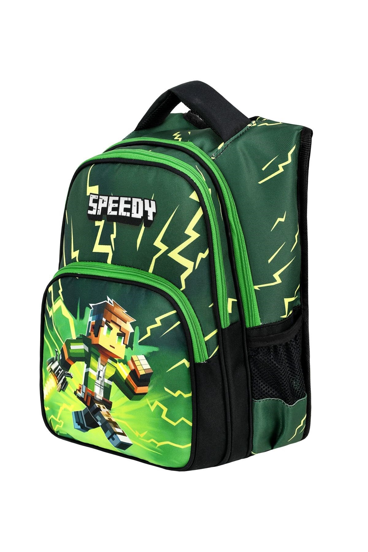 Speedy 3’lü Okul Çanta Seti (Sırt Çantası, Beslenme Çantası, Kalemlik) – Yeşil Desenli Erkek Çocuk
