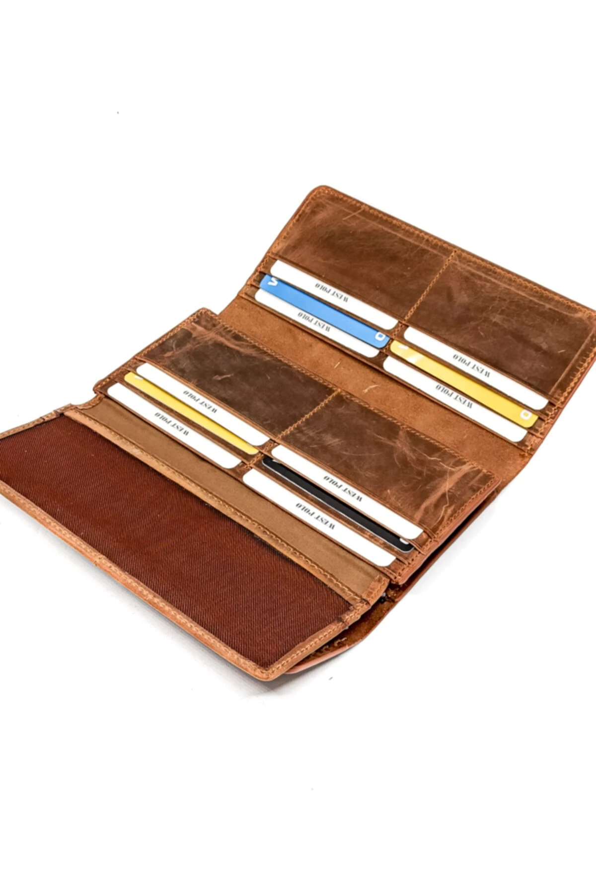 Hakiki Eskitme Deri Saraç Dikişli Unisex Cüzdan