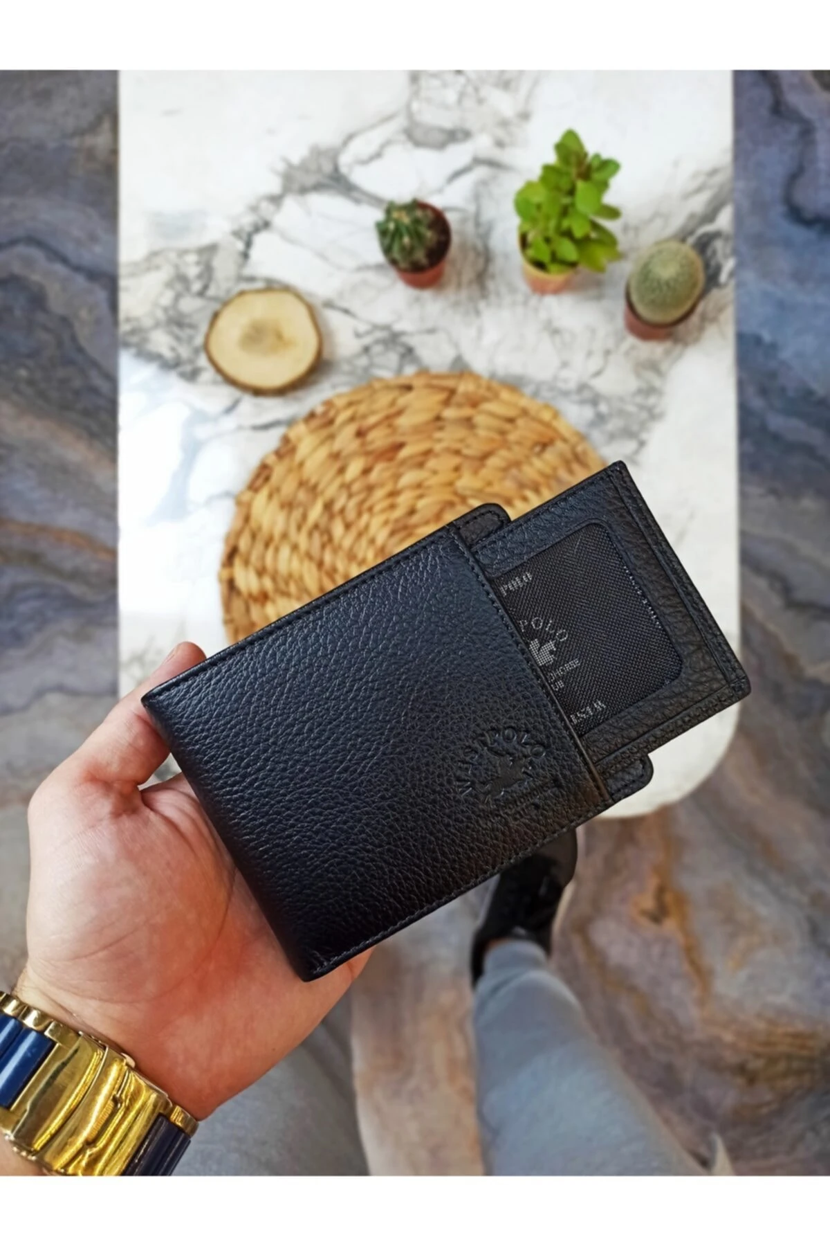 Hakiki Deri Harici Kartlıklı Siyah Cüzdan Kartlık 12cmx9,5cm