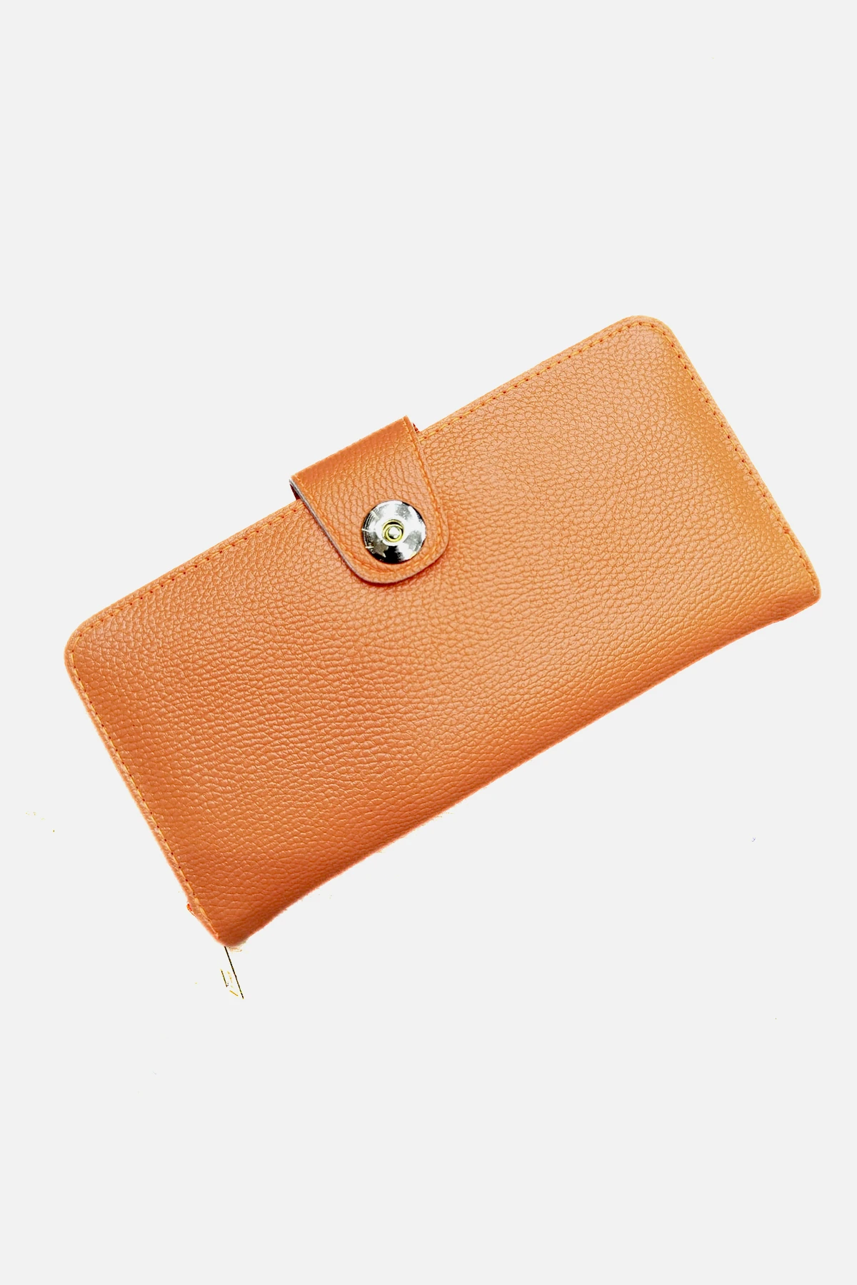 Büyük Boy Patlı Bol Kartlıklı Bozuk Para ve Kağıt Para Bölmeli Turuncu Kadın Cüzdan PBA742