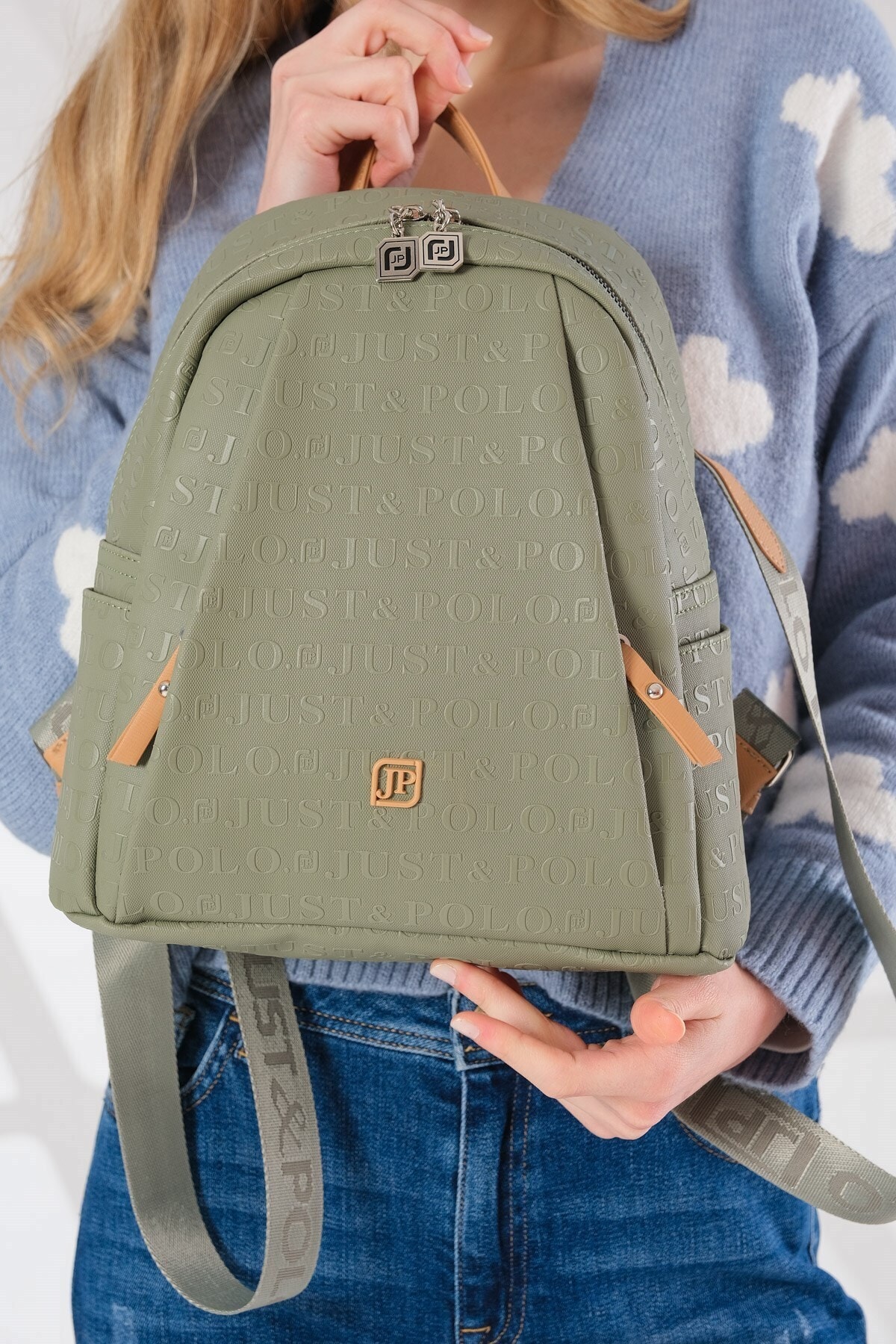 Kadın Ayarlanabilir Askılı Çok Bölmeli Sırt Çantası Ve Cüzdan Kombini Pbu4040-1006