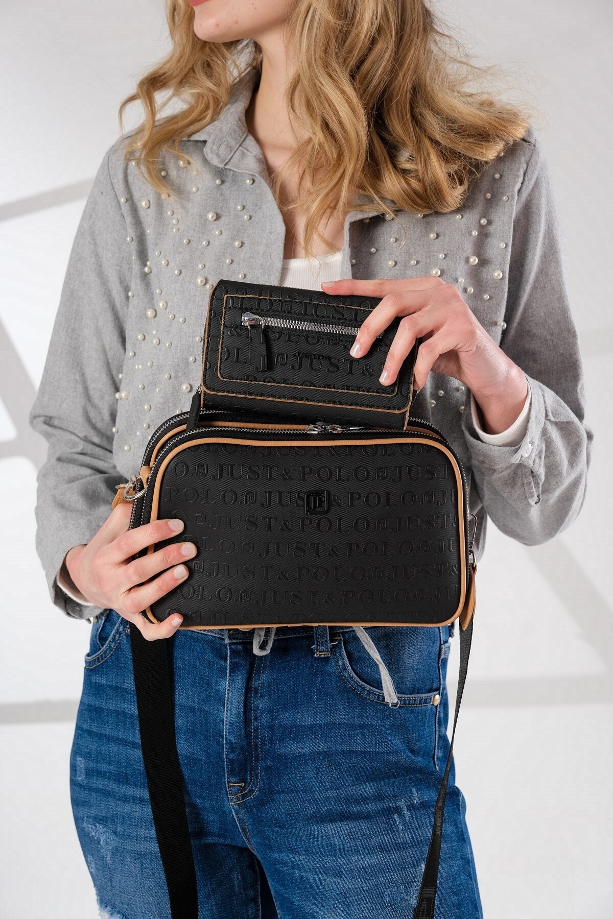 Kadın Ayarlanabilir Askılı 6 Bölmeli Mini Çanta Ve Cüzdan Kombini