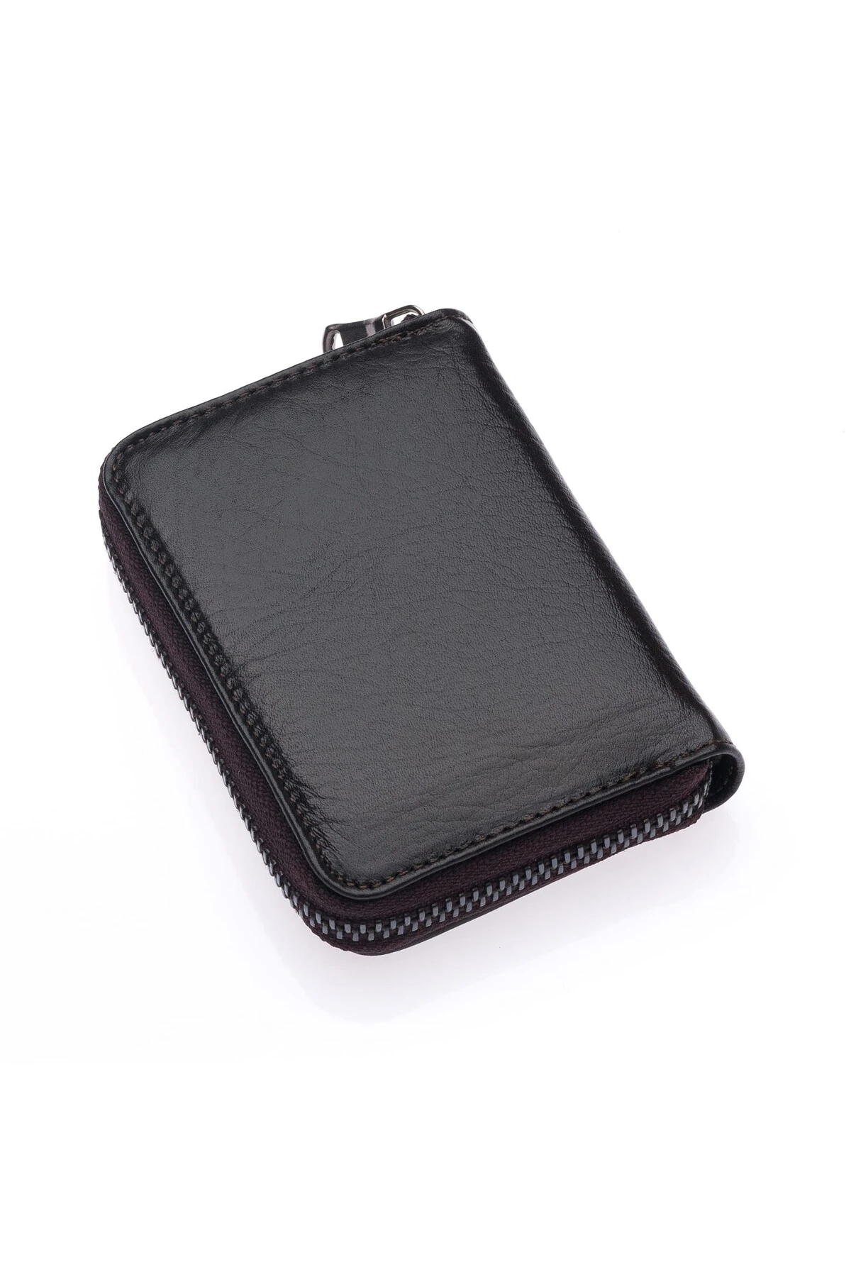 Bol Kartlıklı Kağıt Para Bölmeli Fermuarlı Bordo Hakiki Deri Unisex Kartlık Cüzdan TRY502