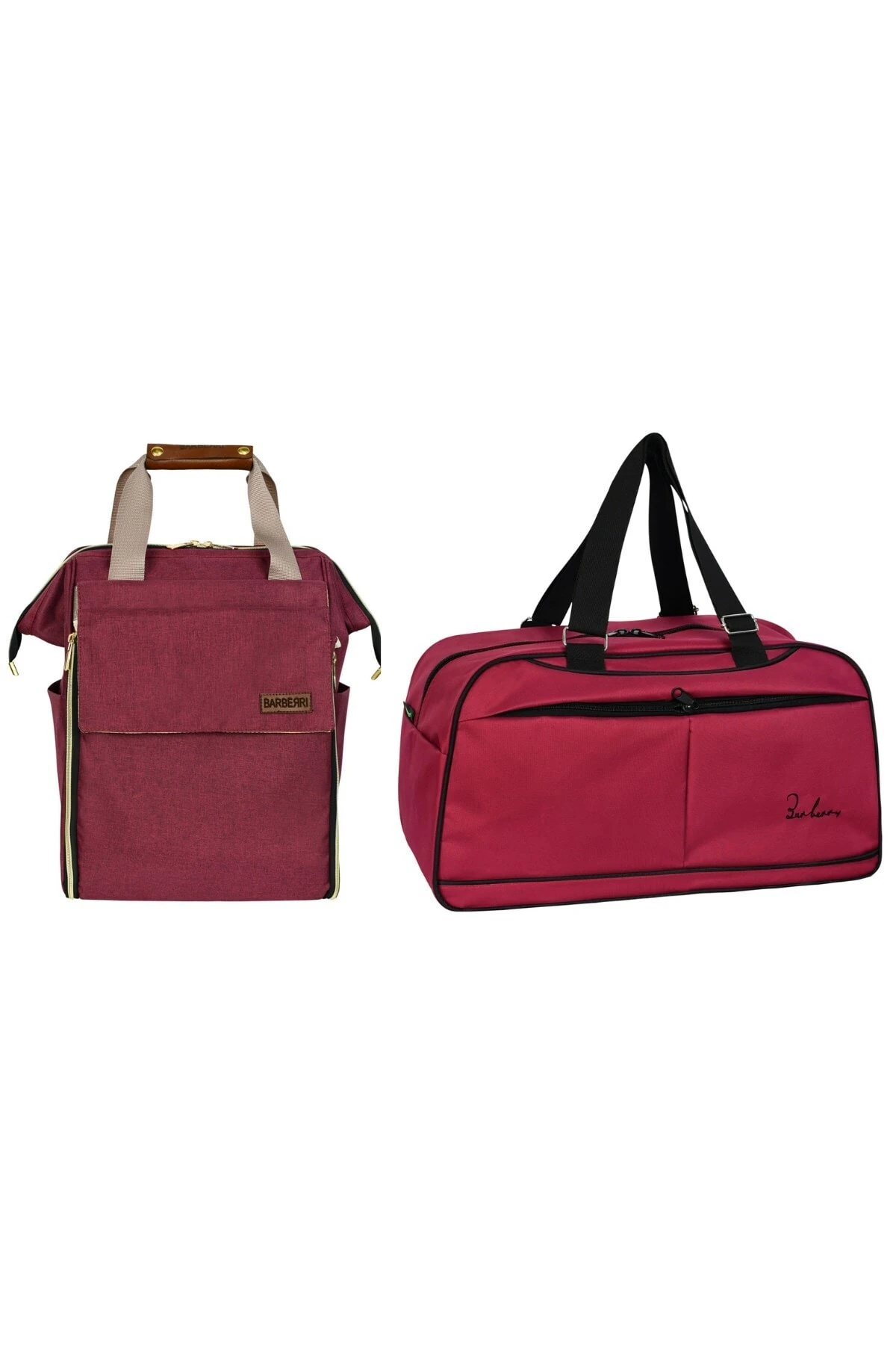 Anne Bebek Bakım Bordo Luks Yataklı Sırt Çantası Ve Orta Boy El Valizi Kombin