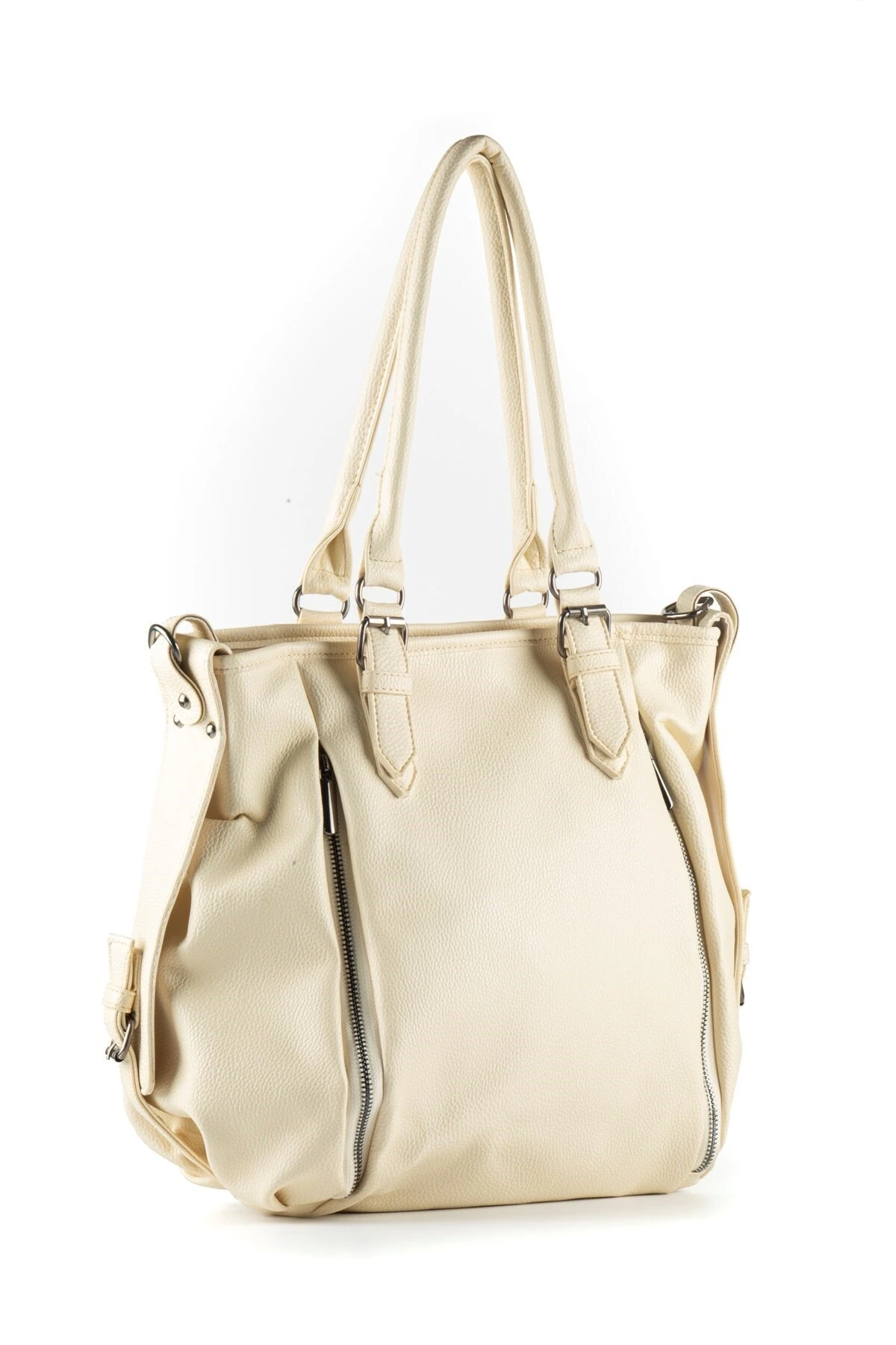 Açık Bej Kadın Yıkanmış Deri Omuz Çantası Upb421