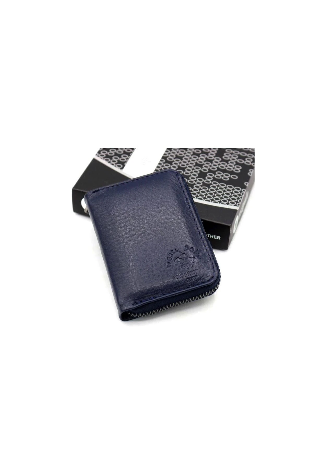 Lacivert Erkek Fermuarlı Deri Şeffaf Kartlık WP3008