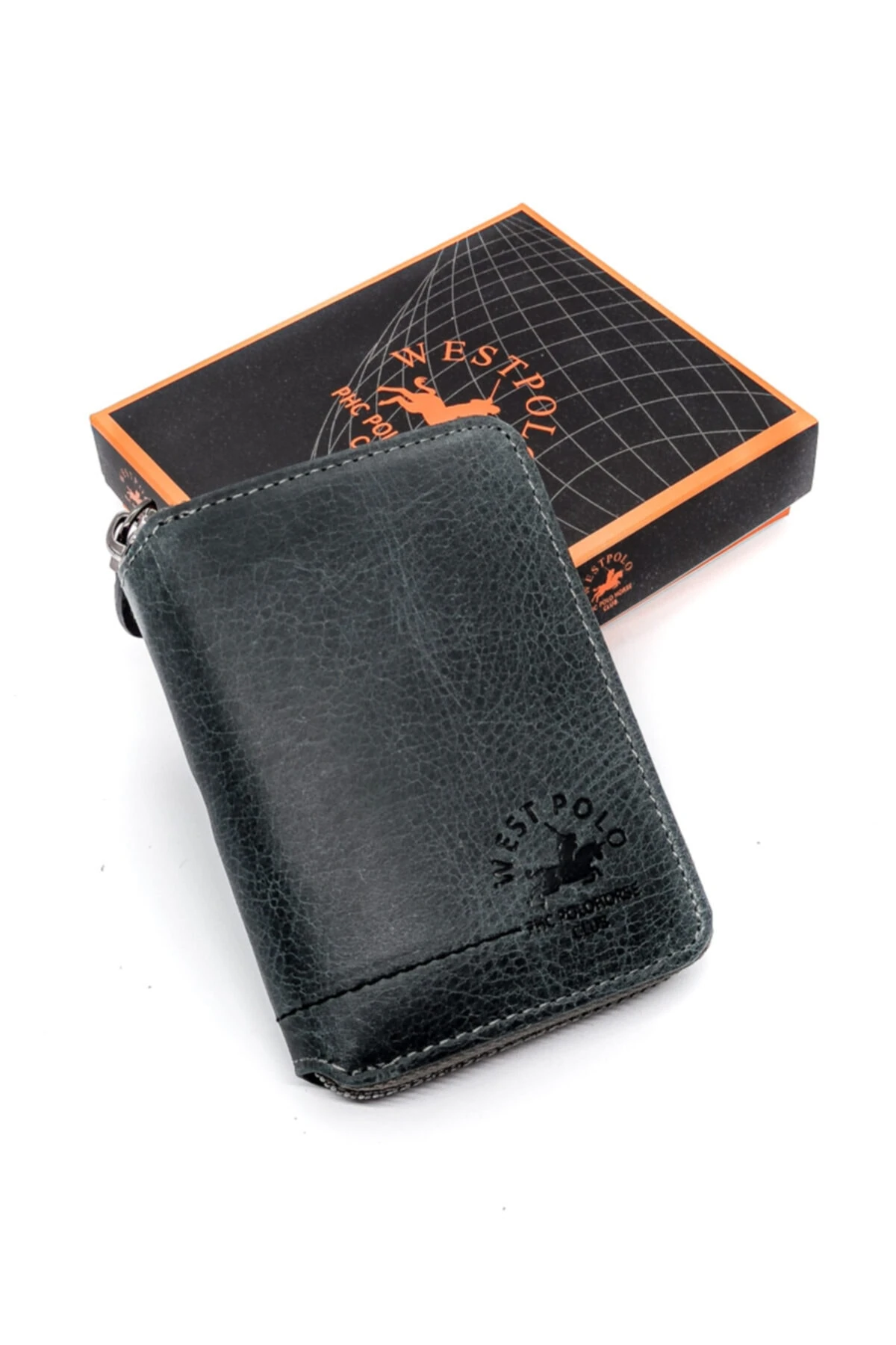 Hakiki Vintage Deri Fermuarlı Cüzdan Kartlık