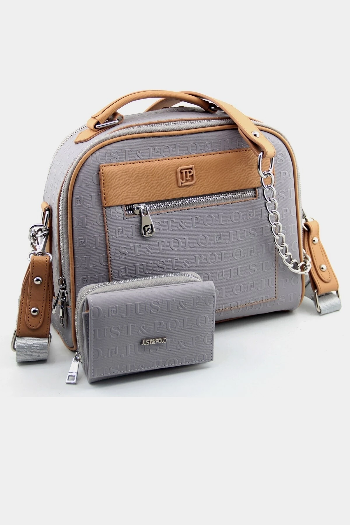 Beyaz 4 Bölmeli Omuz ve Çapraz Çantası ve Cüzdan Kombini 24x29c PBU4025-1002