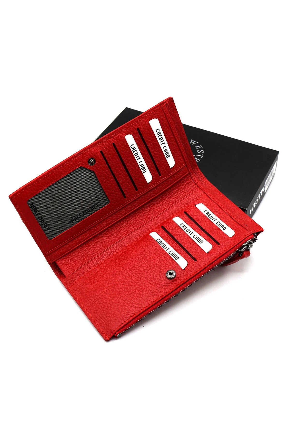 Kırmızı Unisex Hakiki Deri Portföy Cüzdan Kartlık 6223760