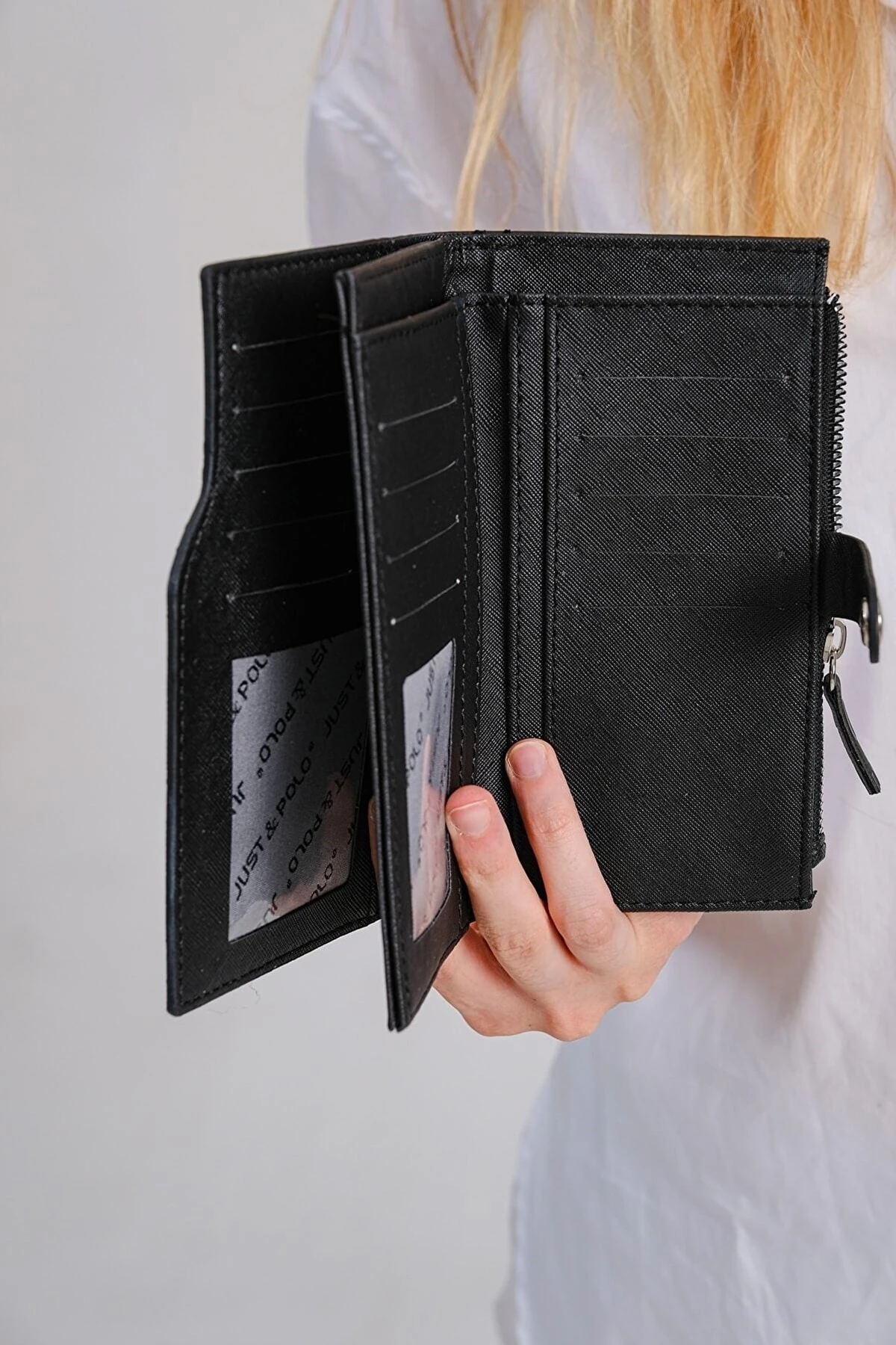 Siyah Baskı Desenli Kolon Askılı 4 Bölmeli Kadın Omuz Çantası Ve Cüzdan Kombini 25x15cm Pbu2184