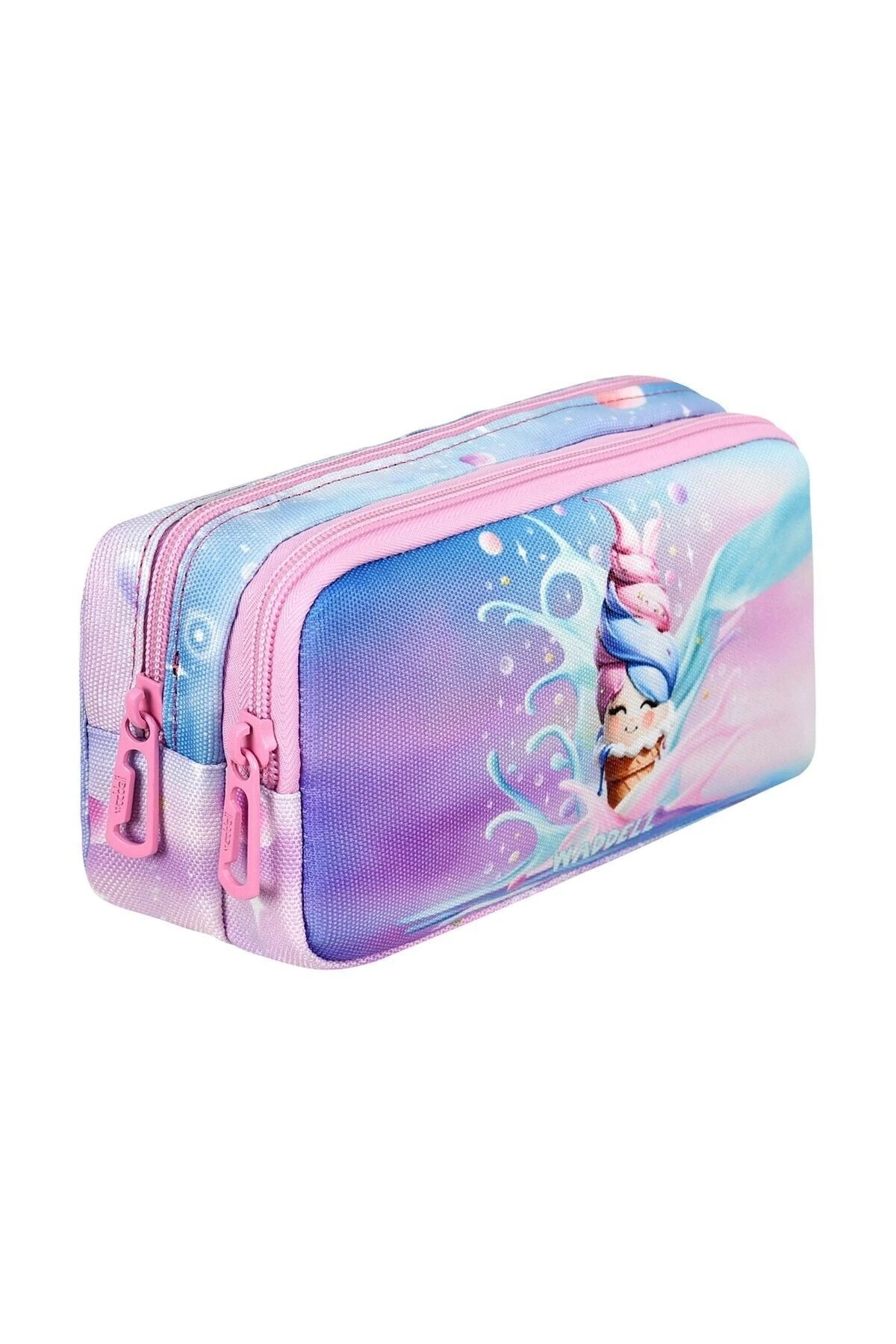 Waddell Kids 3’lü Kız Çocuk Okul Seti (Sırt Çantası, Beslenme Çantası, Kalemlik) – Dondurma Desenli