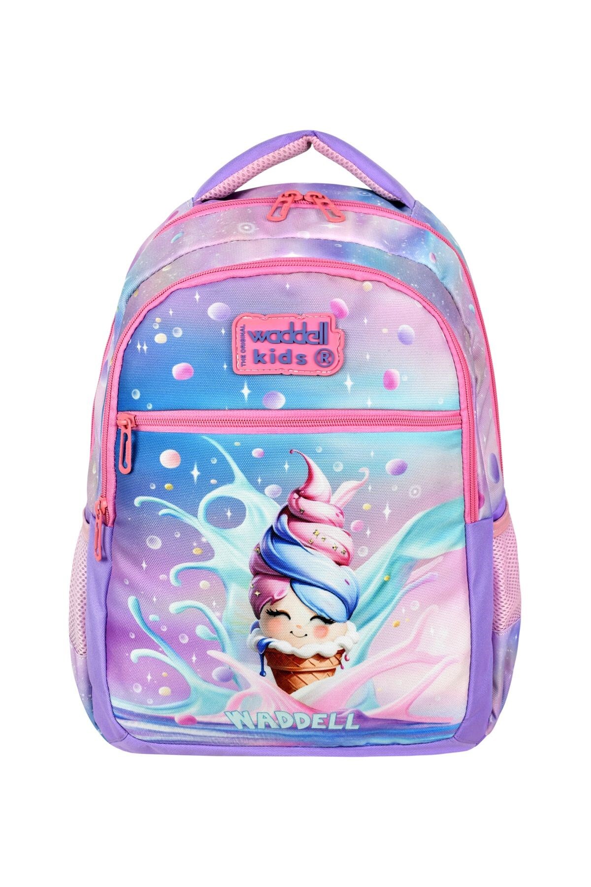 Waddell Kids 3’lü Kız Çocuk Okul Seti (Sırt Çantası, Beslenme Çantası, Kalemlik) – Dondurma Desenli