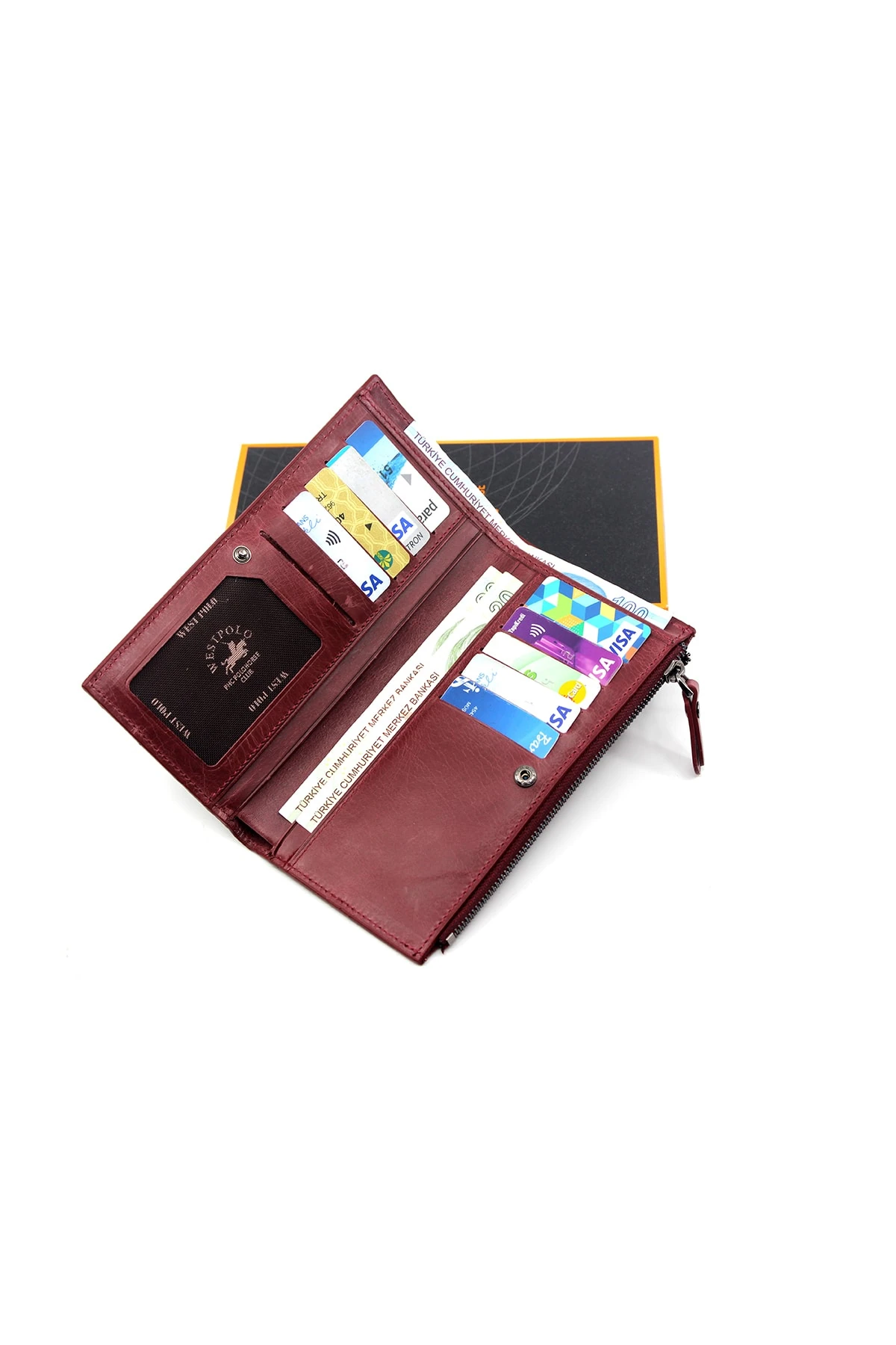 Bordo Unisex Crazy Deri Portföy Cüzdan Kartlık