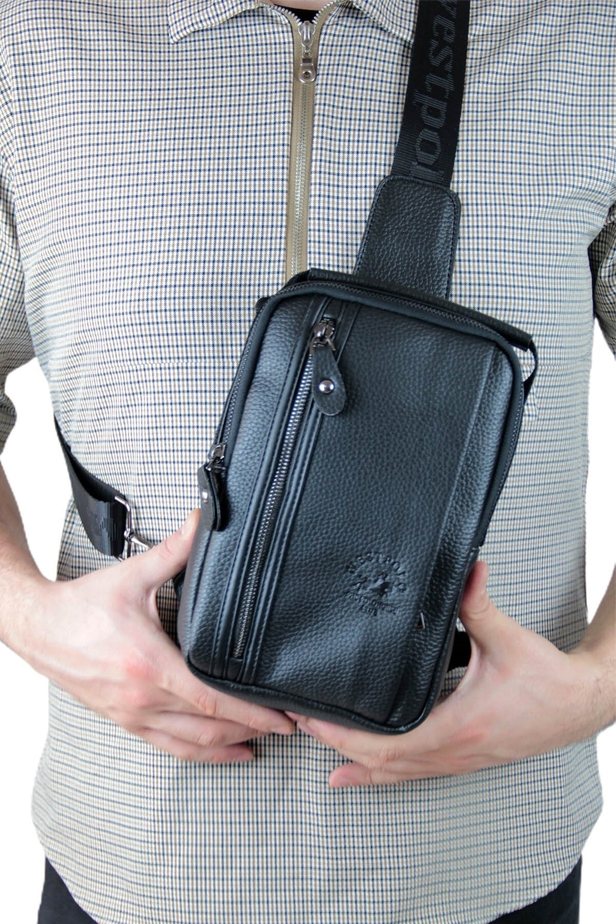 Erkek Siyah Çok Bölmeli Ayarlanabilir Askılı El Ve Vücut Çantası Pbu7023