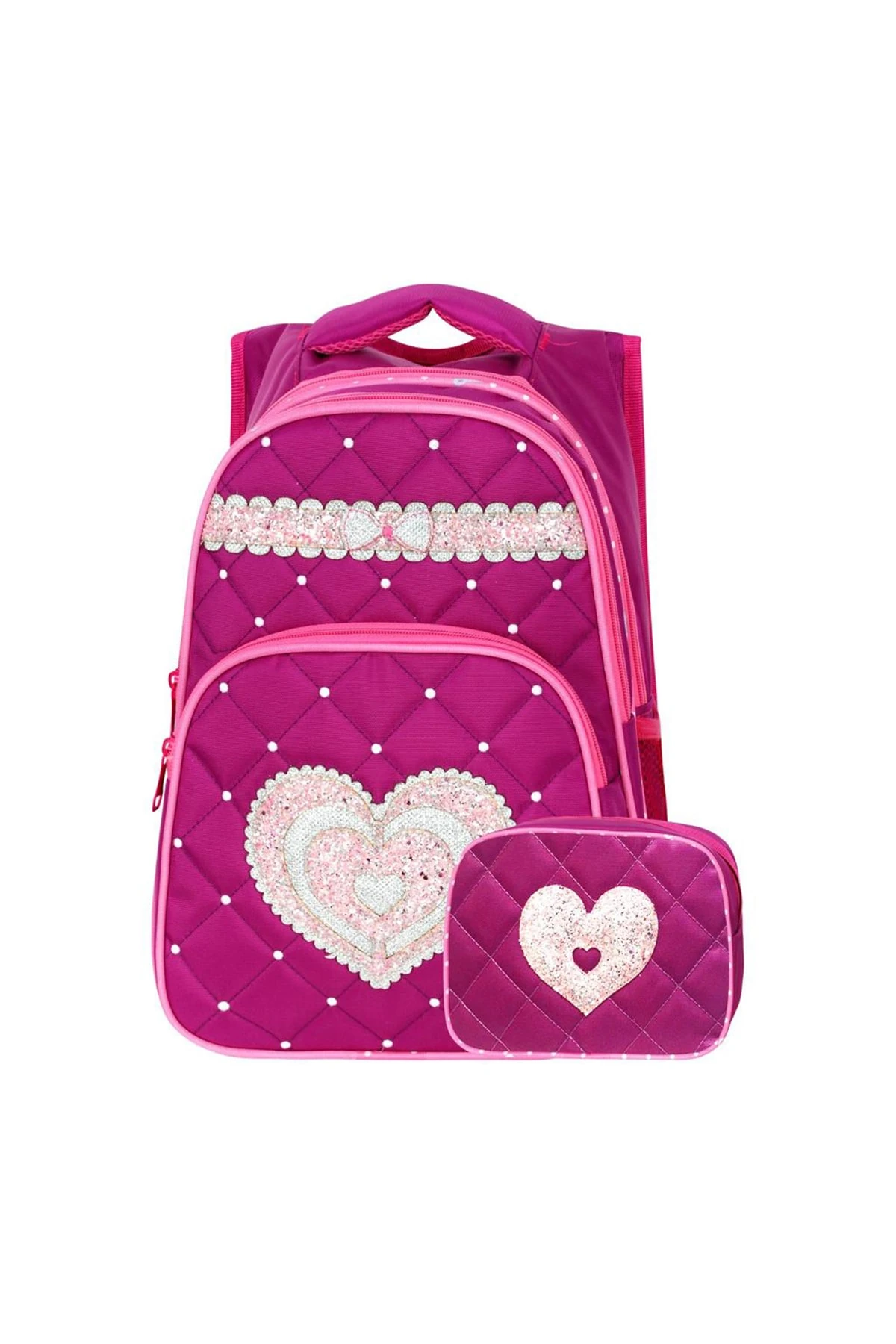 Bordo Unisex Desenli Su Geçirmez Ilkokul Çantası Ve Beslenme Seti