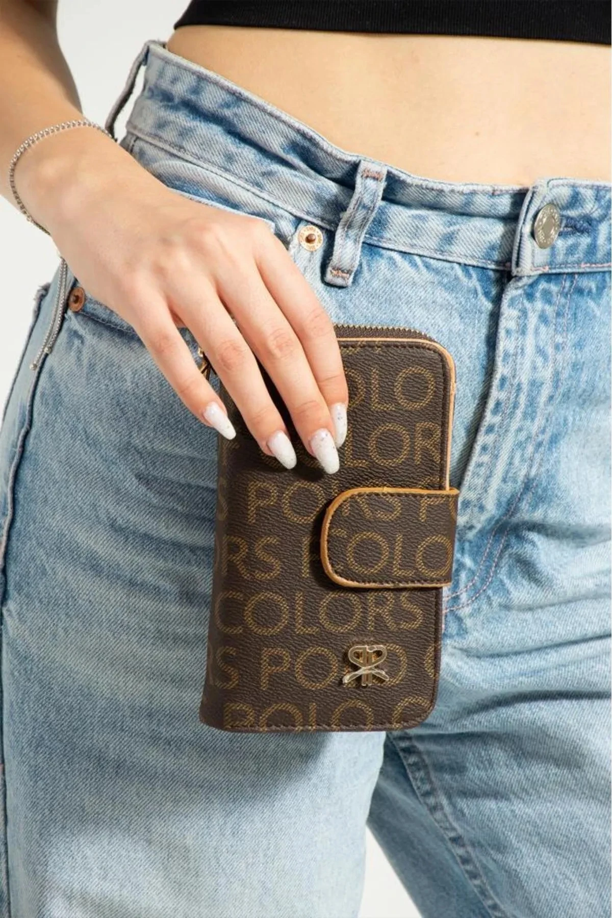 Kadın Bol Kartlıklı Bozuk Para ve Kağıt Para Bölmeli Çok Bölmeli Kahverengi Taba Cüzdan Try8011