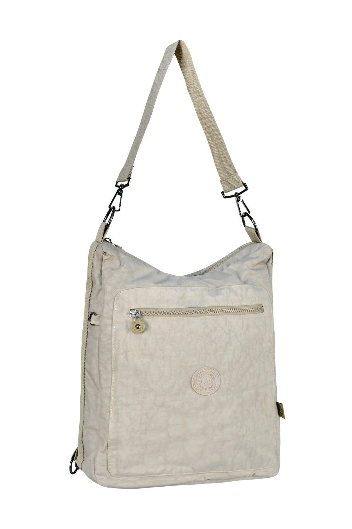 Bej Kadın Su Geçirmez Krinkıl Kumaş Omuz Ve Sırt Çantası Upt2031