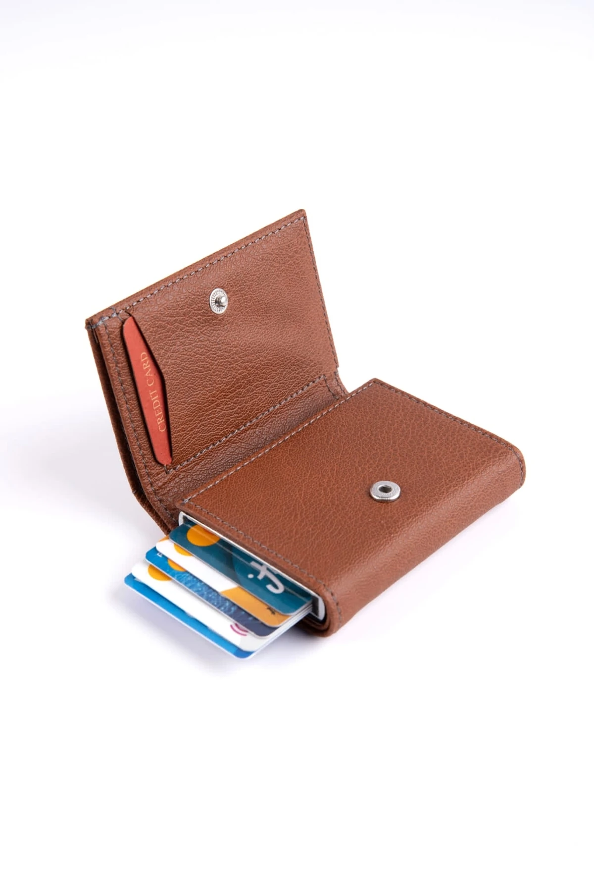 Taba Bol Kartlı Kağıt Para Bölmeli Otomatik Mekanizmalı Unisex Cüzdan Kartlık