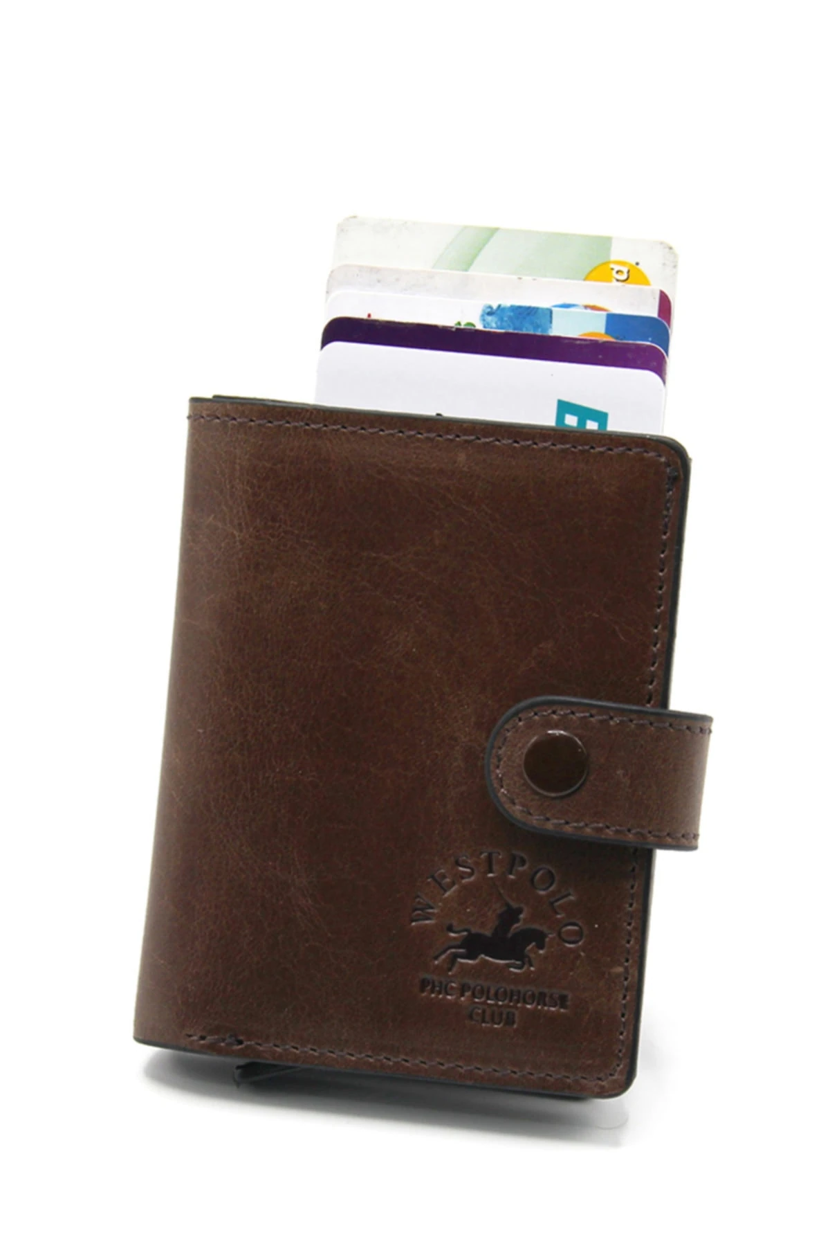 Gri Erkek Crazy Deri Mekanizmalı Para Gözlü Cüzdan Kartlık 6205530