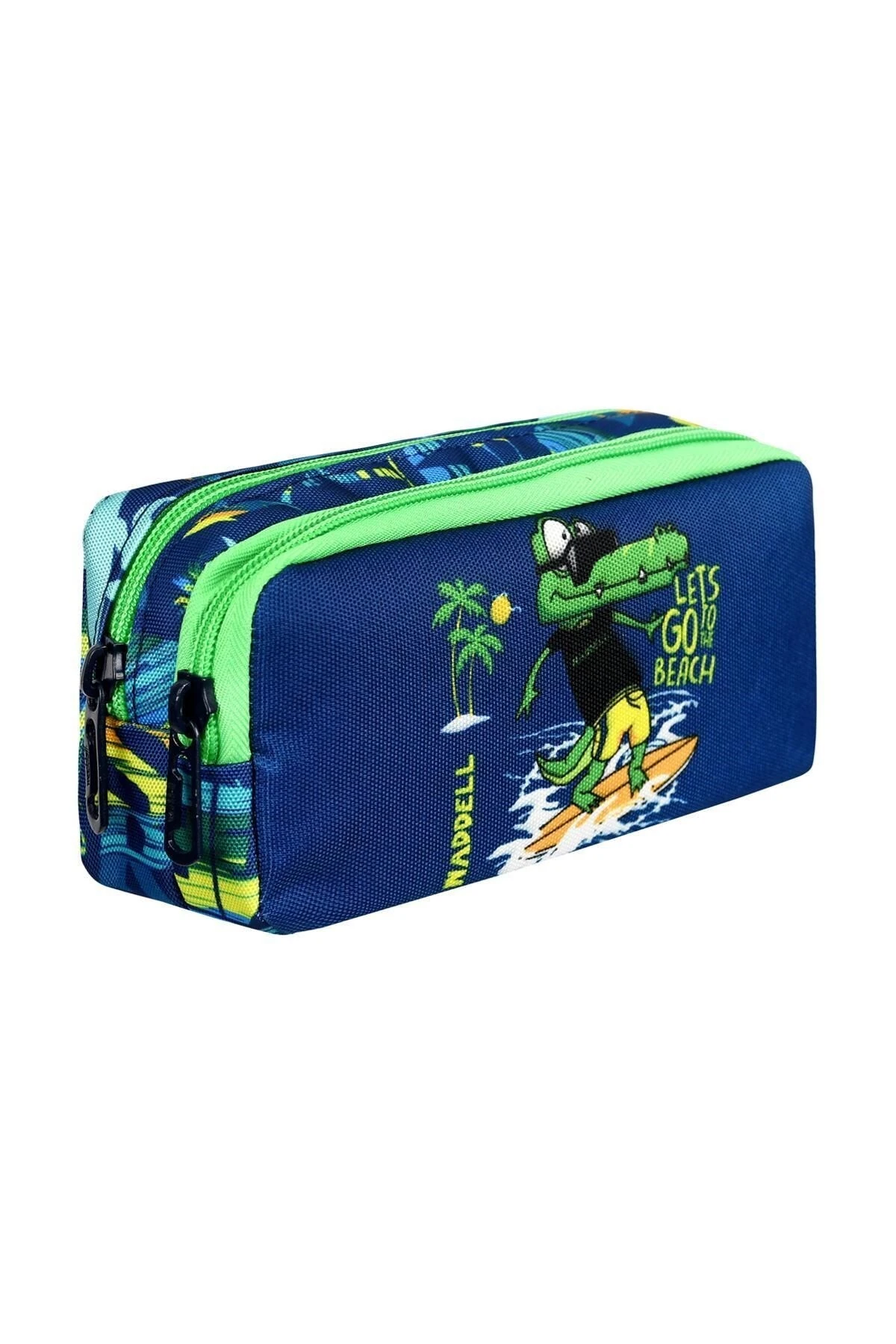 Lisanslı Kids Timsah Desenli Erkek Çocuk İlkokul ve Anasınıfı Okul Çantası 3'lü Set Yeşil - Lacivert