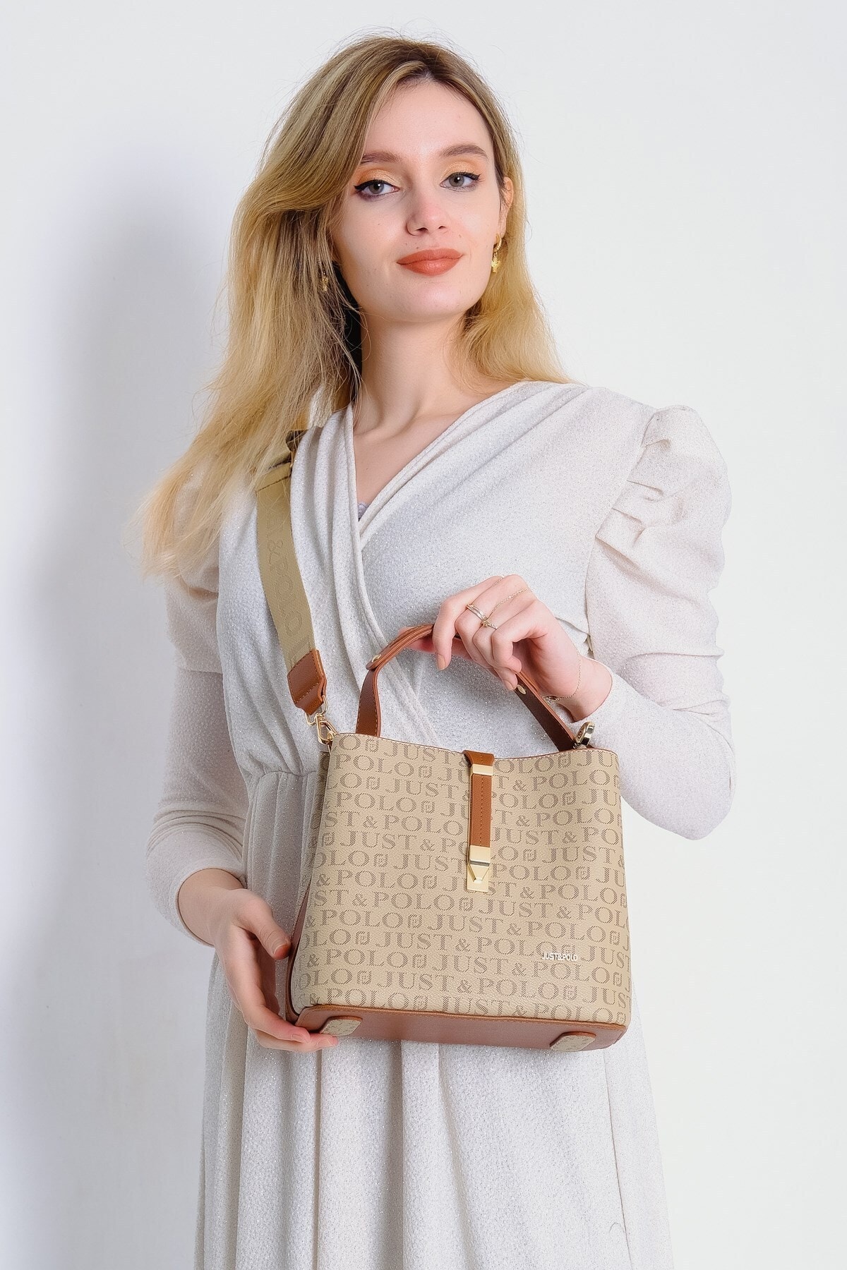 Vizon-taba Kadın Kilit Detaylı Omuz Çantası