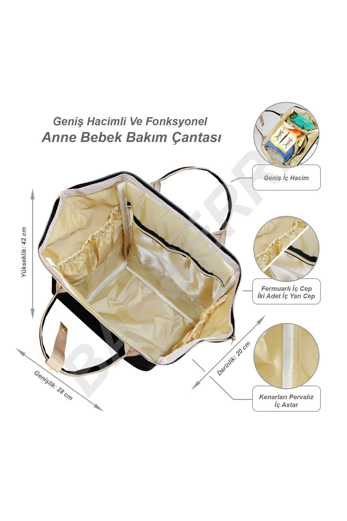 Bebek Bakım Siyah Luks Yataklı Sırt Çantası Ve Küçük Boy El Valizi Kombin