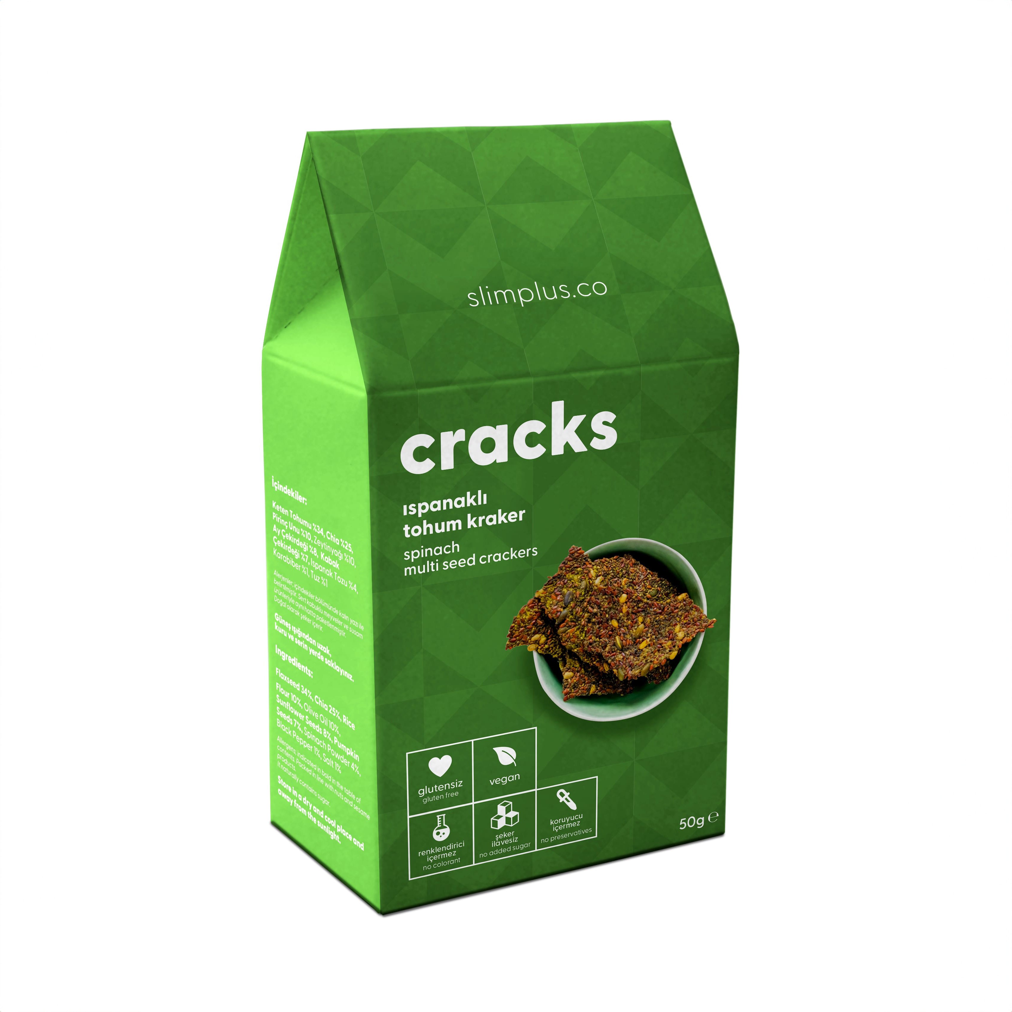 Slim Plus - Cracks Ispanaklı (50 gr.) - Vegan