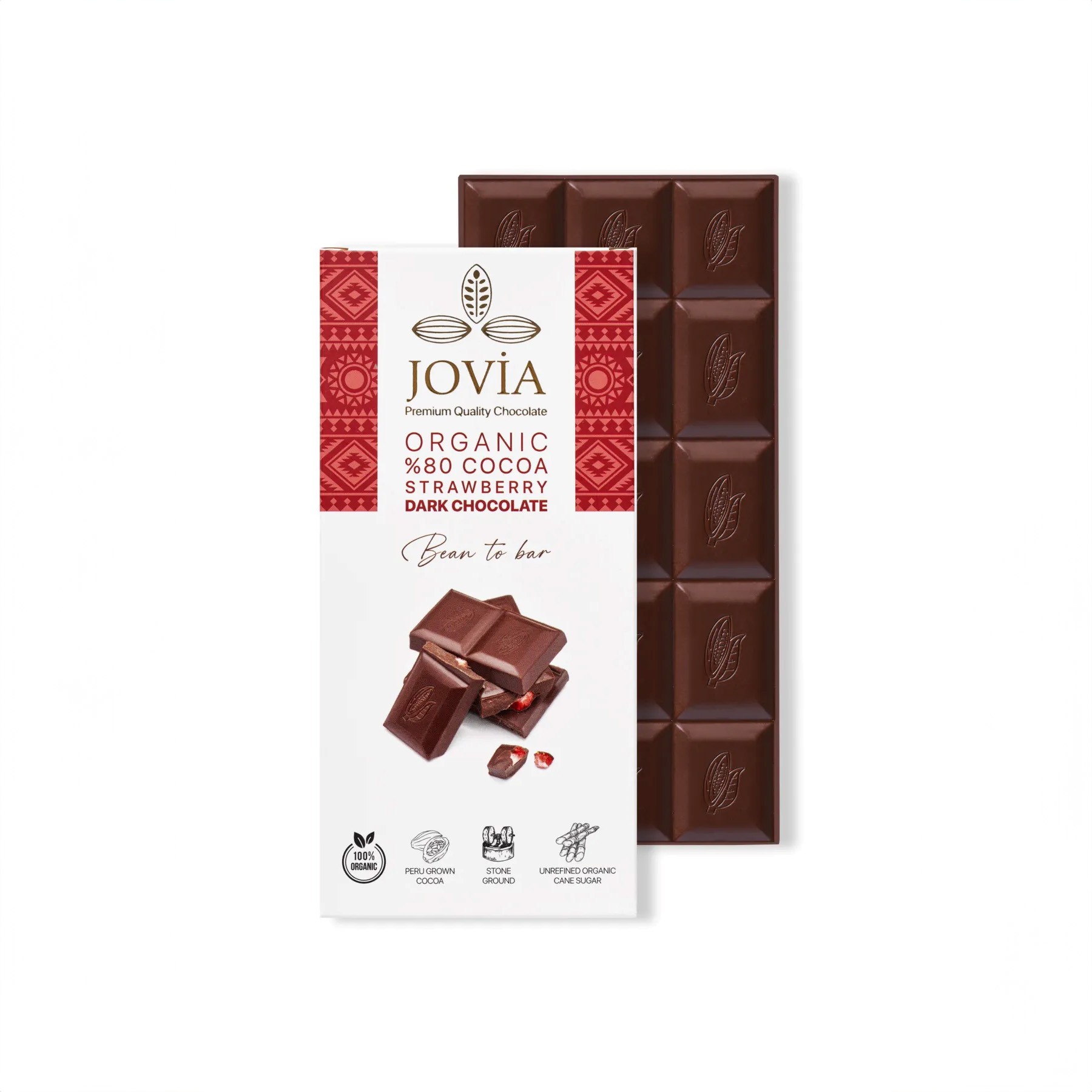 Jovia - Organik Çilekli Bitter Çikolata (85 gr.)