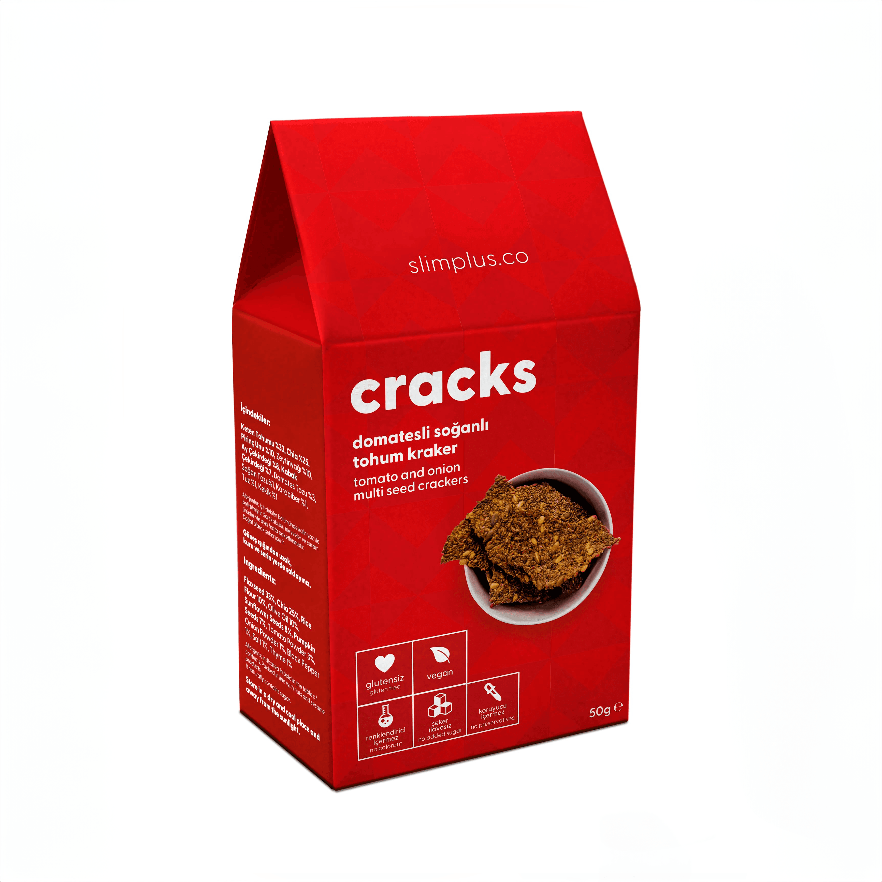 Slim Plus - Cracks Zeytinli ve Domatesli Soğanlı (50 gr.) - Vegan