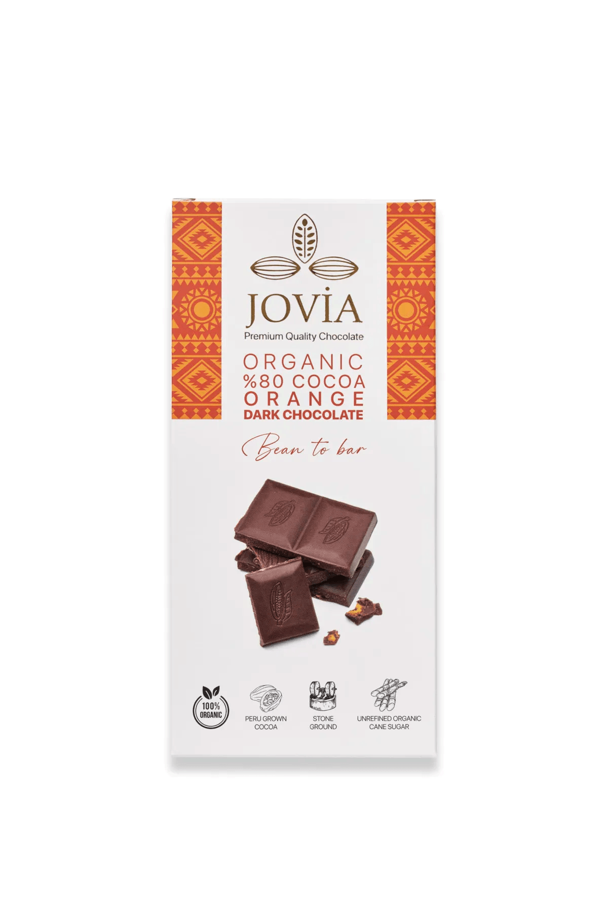 Jovia - Organik %80 Kakao Portakallı Bitter Çikolata (85 gr.)