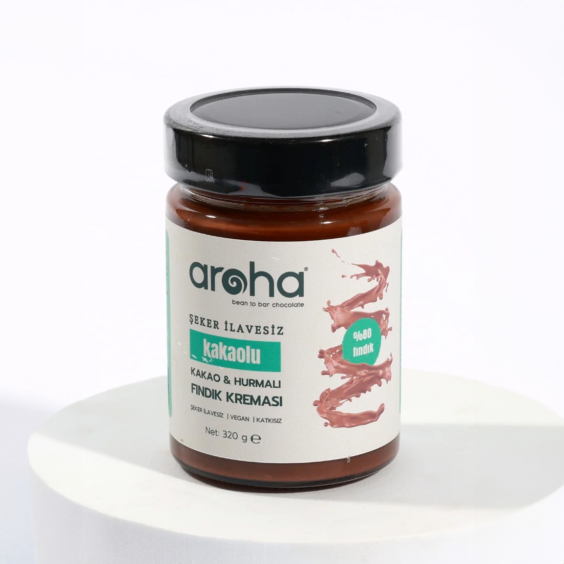 Aroha - Şeker İlavesiz Hurmalı Fındık Kreması (320 gr.) - Vegan