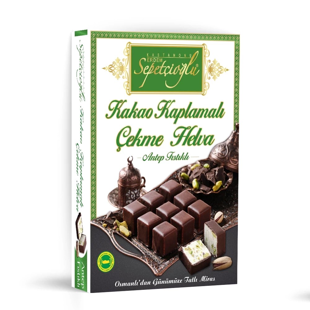 Sepetçioğlu - Antep Fıstıklı Kakao Kaplamalı Çekme Helva (160 gr.)