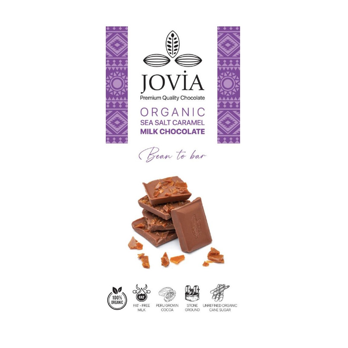 Jovia - Organik Tuzlu Karamel Sütlü Çikolata (85 gr.)