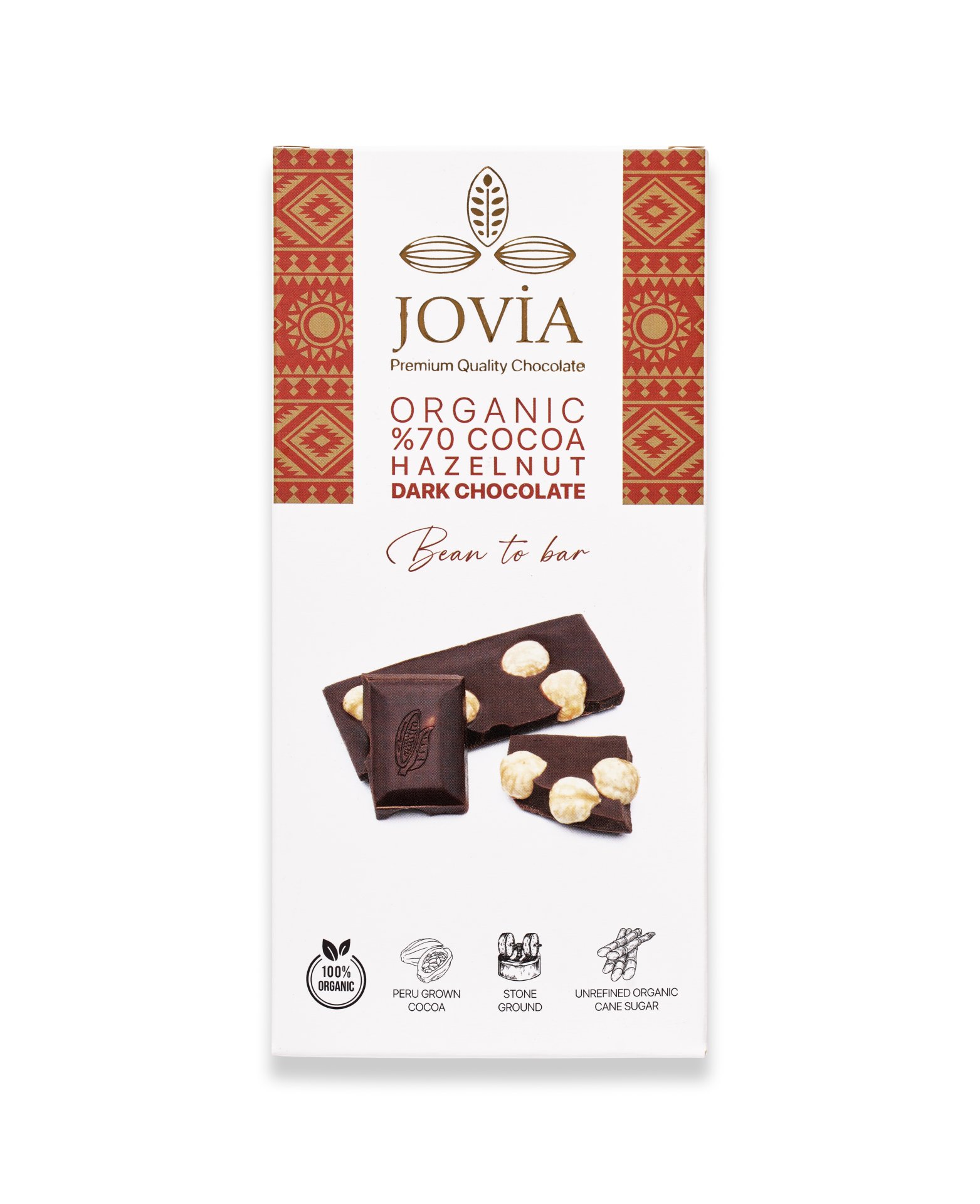 Jovia - Organik %70 Kakao Fındıklı Bitter Çikolata (85 gr.)
