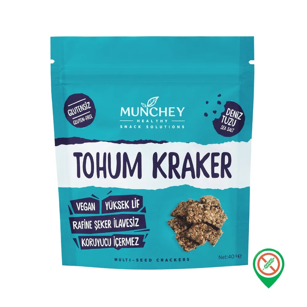 Munchey - Glutensiz Deniz Tuzlu Tohum Kraker (40 gr.)
