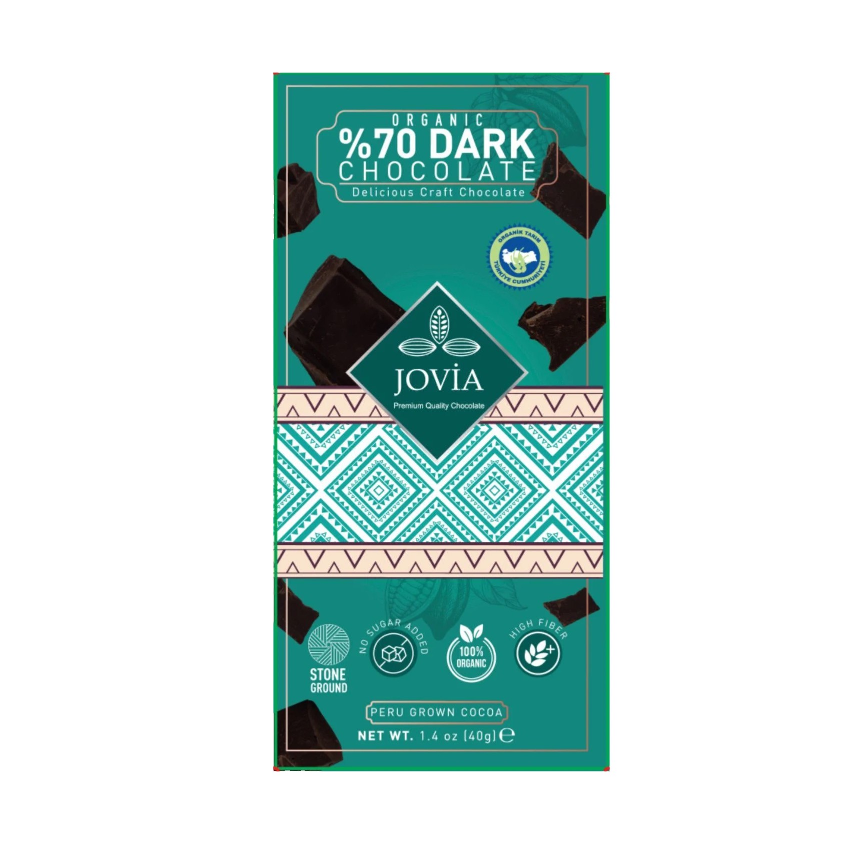 Jovia - Organik %70 Bitter Çikolata Tatlandırıcılı (40 gr.)