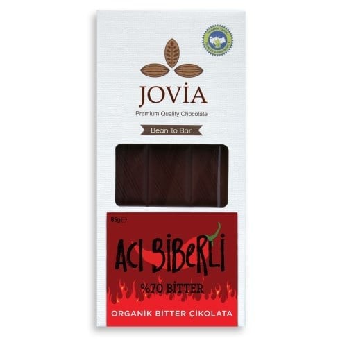 Jovia - Organik Acı Biberli Bitter Çikolata (85 gr.)