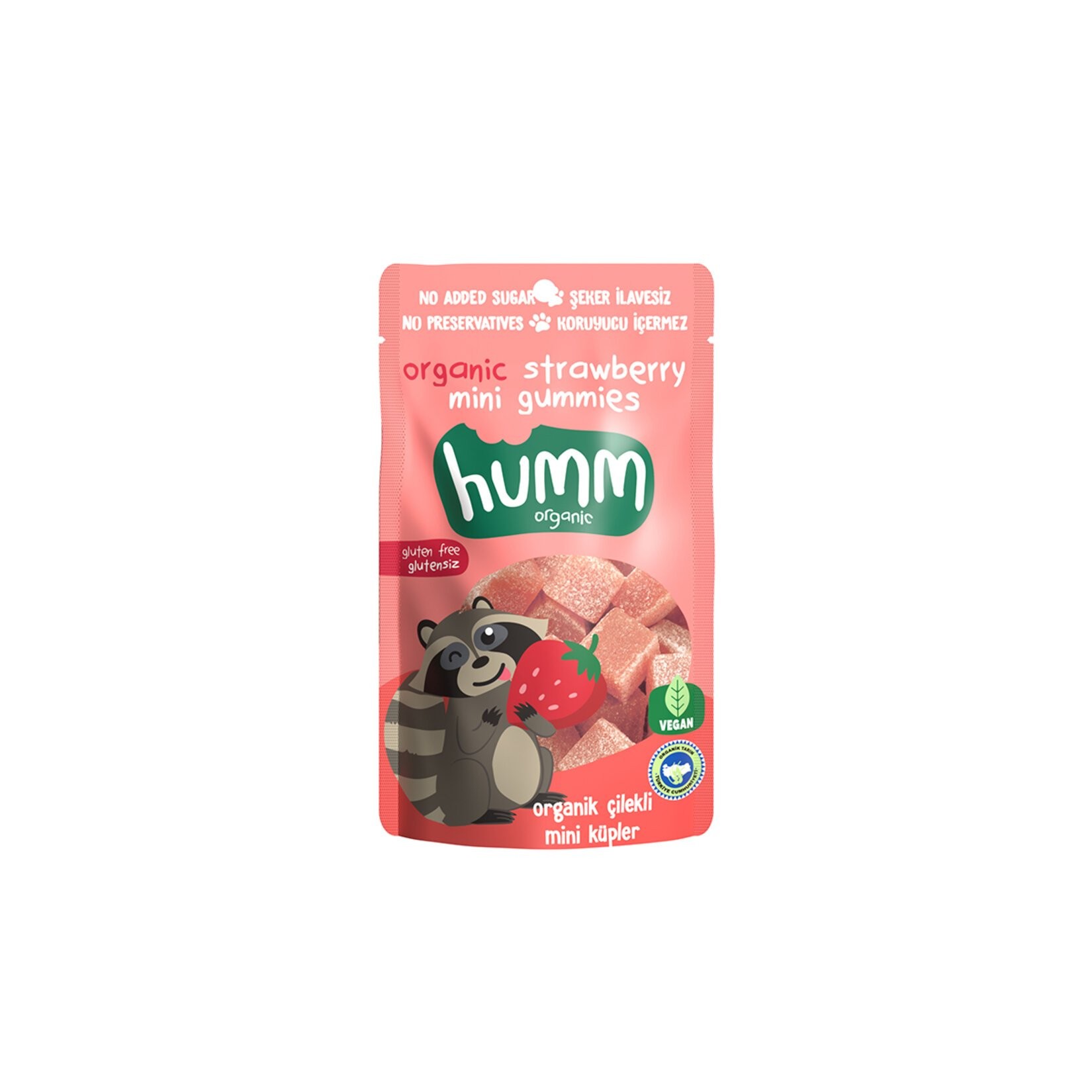 Humm - Organik Çilekli Mini Küpler (30 gr.) - Vegan