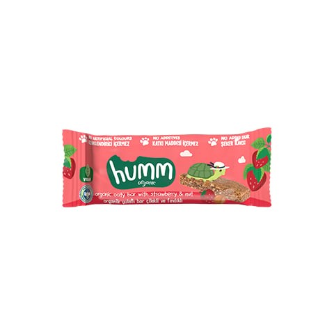 Humm - Organik Yulaflı Bar Çilekli ve Fındıklı (27 gr.) - Vegan