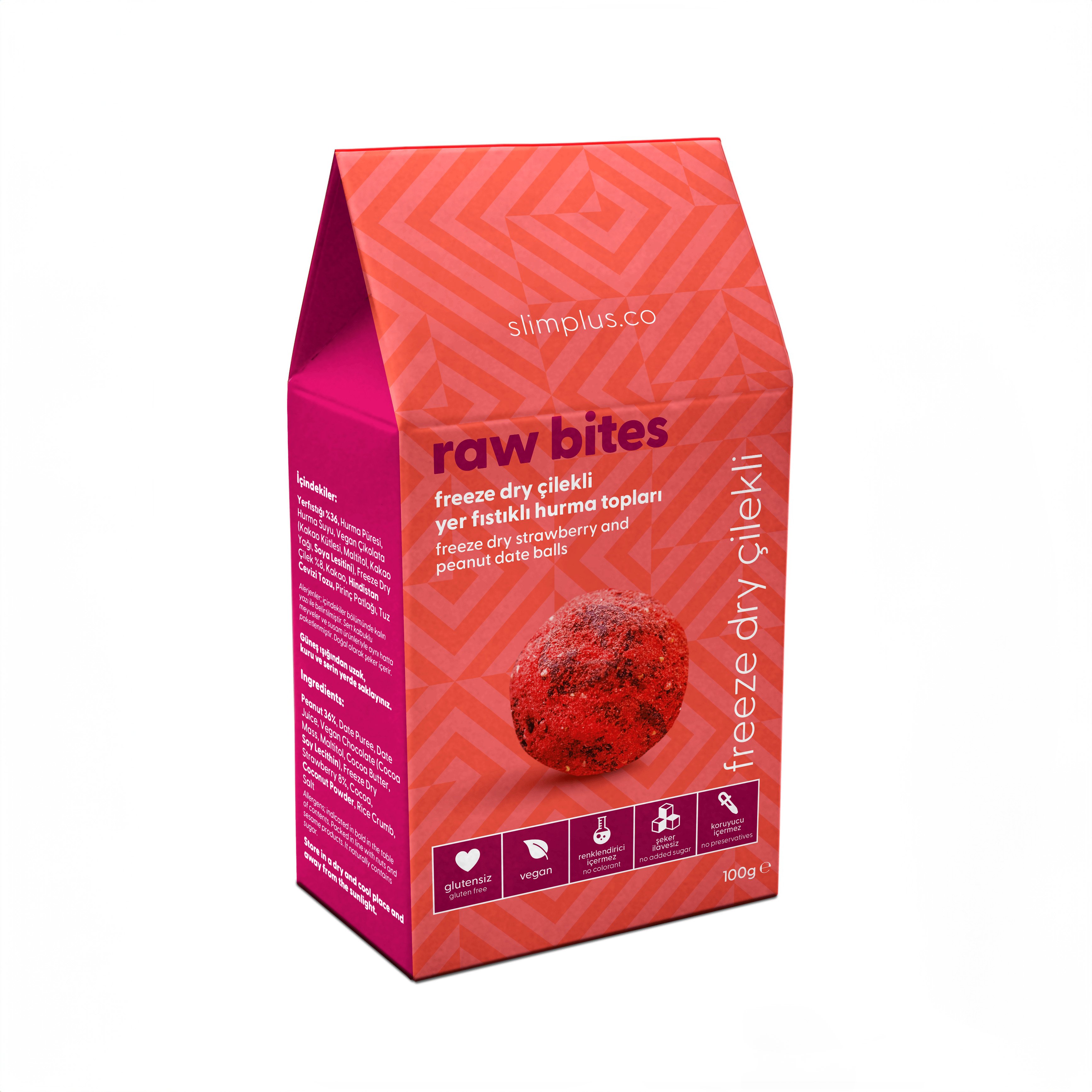 Slim Plus - Raw Bites Freeze Dry Çilekli (100 gr.)