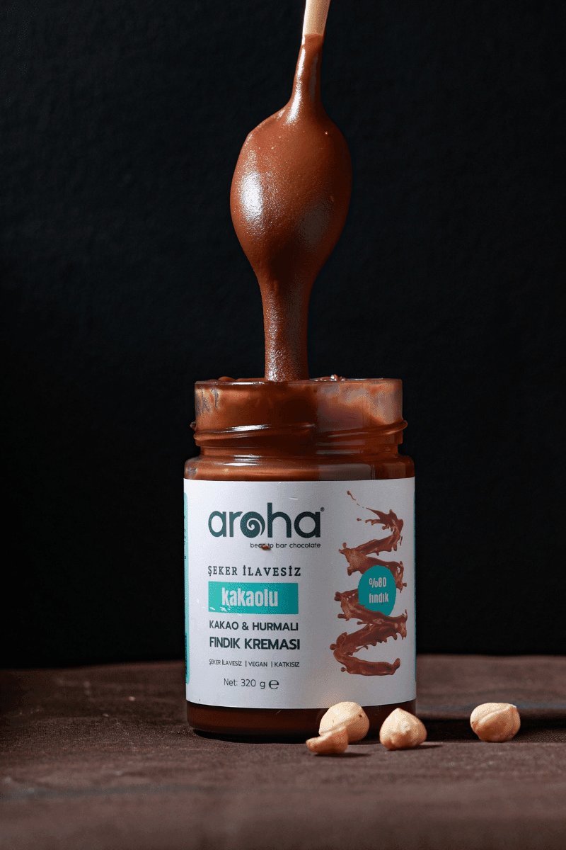 Aroha - Şeker İlavesiz Kakaolu & Hurmalı Fındık Kreması (320g)