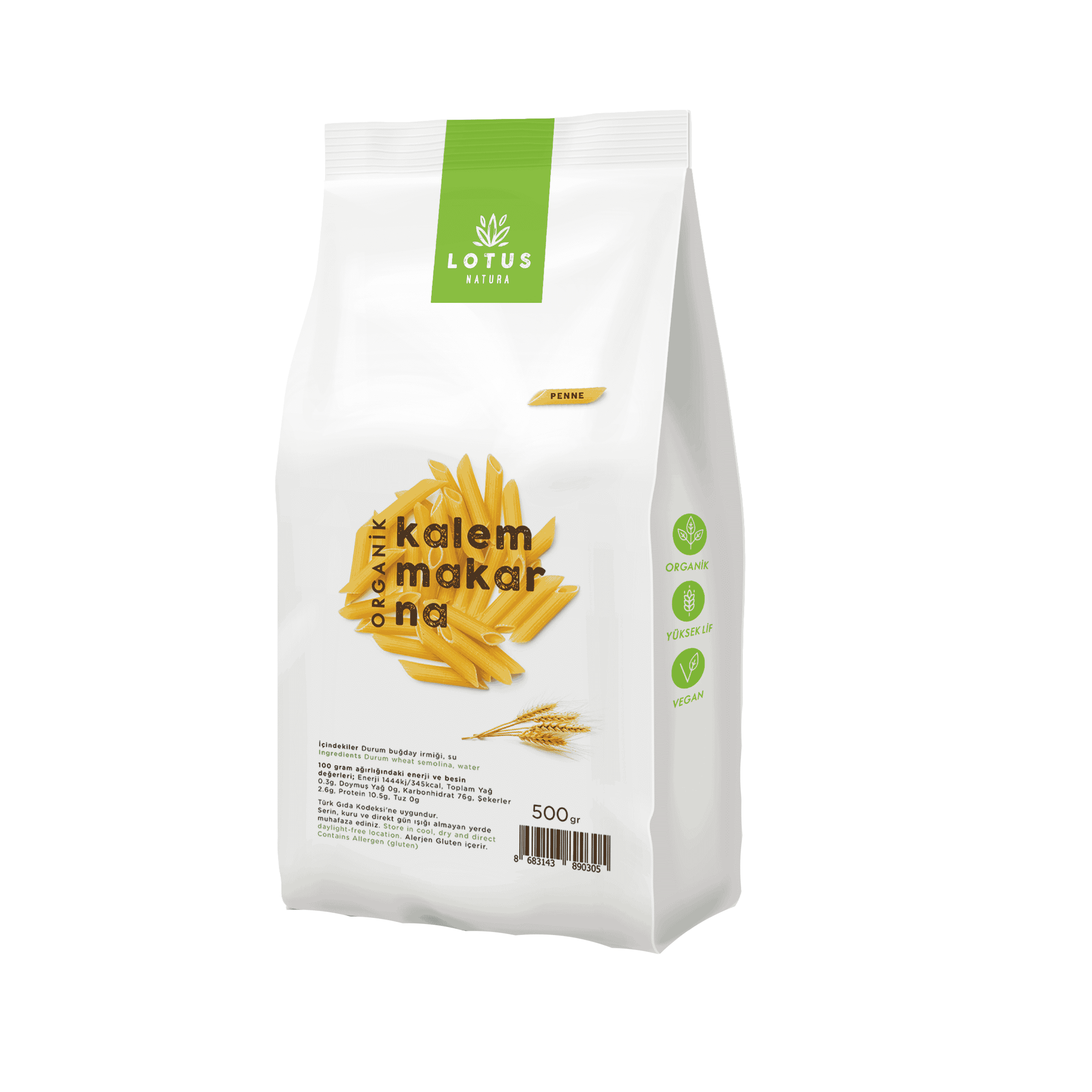 Lotus Natura - Organik Kalem Makarna (Penne) (500 gr.) - Vegan