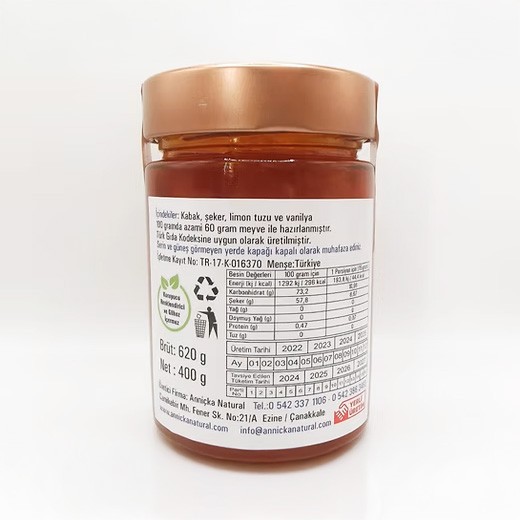 Anniçka - Ev Yapımı Balkabağı Reçeli (400g)