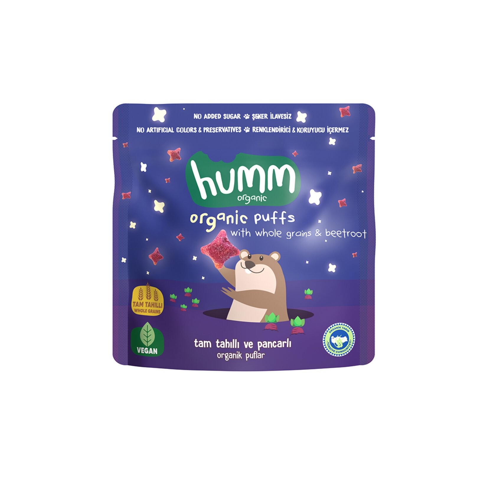 Humm - Organik Puflar Tam Tahıllı ve Pancarlı (30 gr.) - Vegan